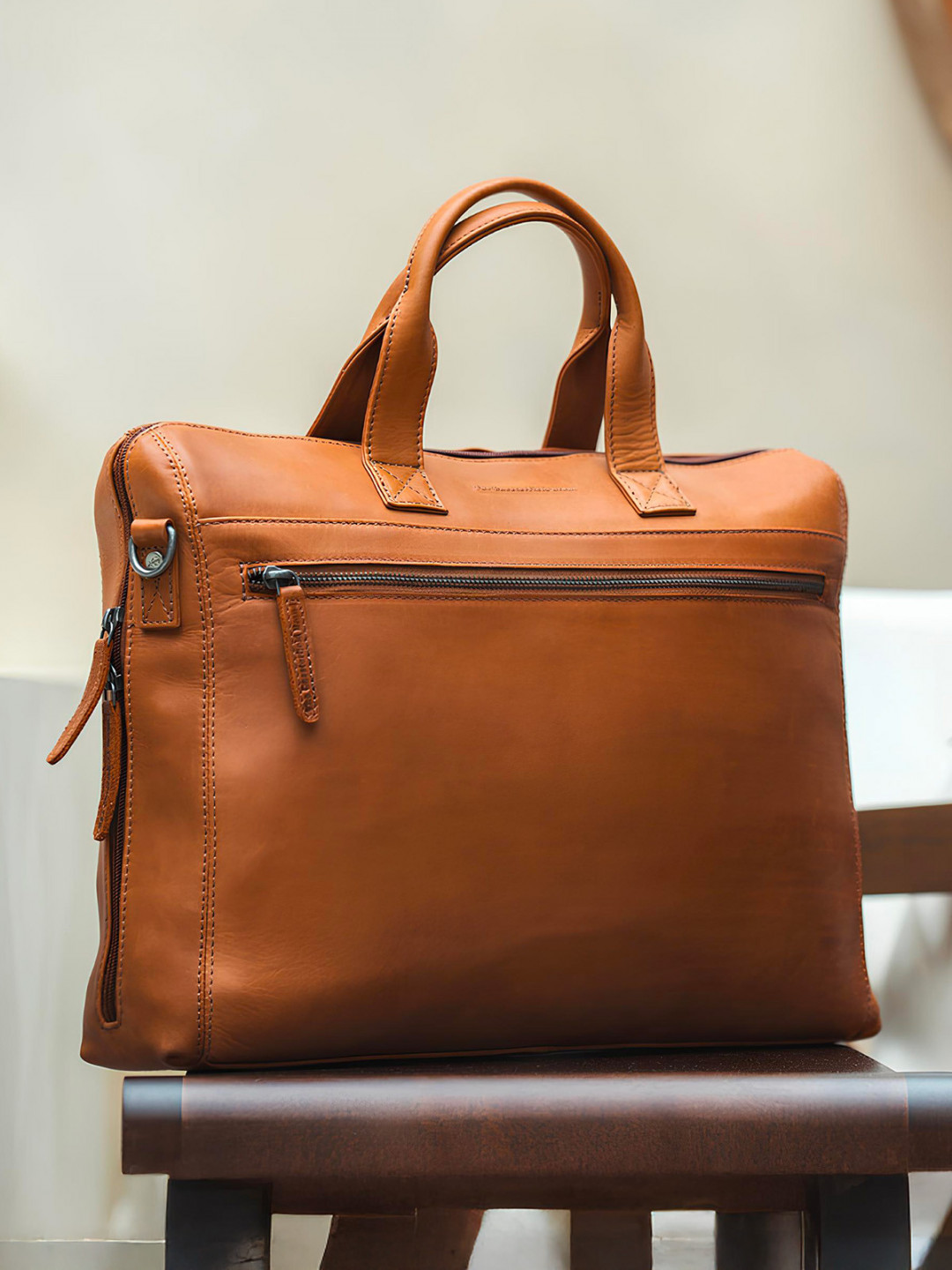Pánská kožená taška na notebook The Chesterfield Brand Noah – koňak