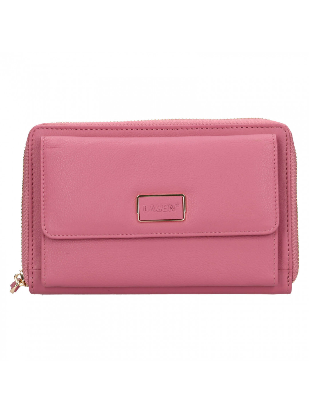 Dámská kožená peněženko-kabelka Lagen Ghitae – růžová
