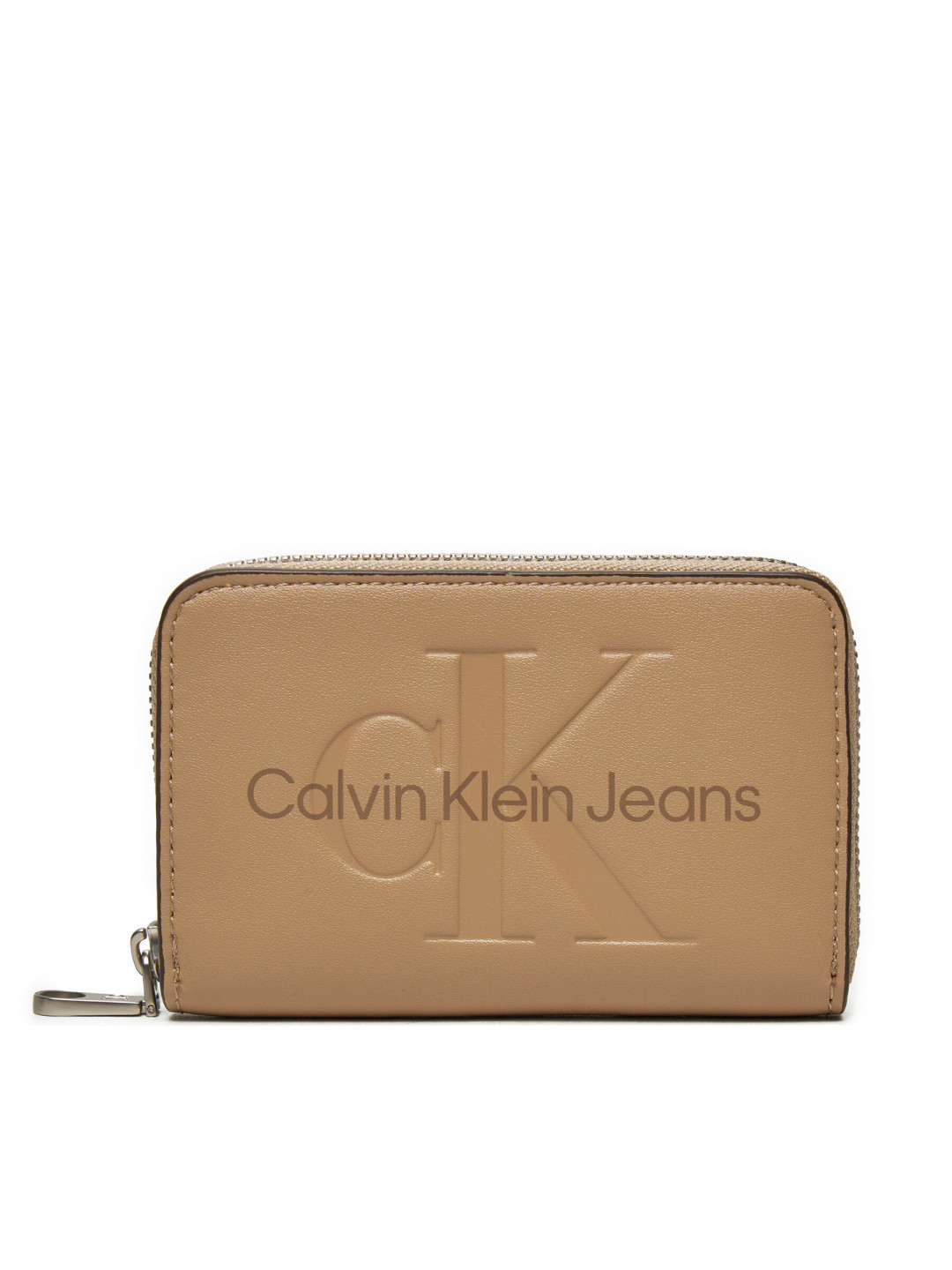 Malá dámská peněženka Calvin Klein Jeans Zip Around Mono K60K612255 Béžová