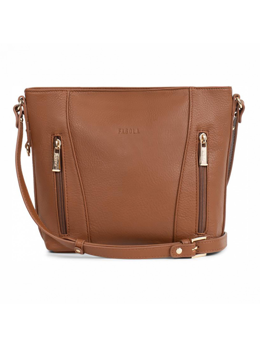Kožená dámská crossbody kabelka Fagola Lilea – koňak
