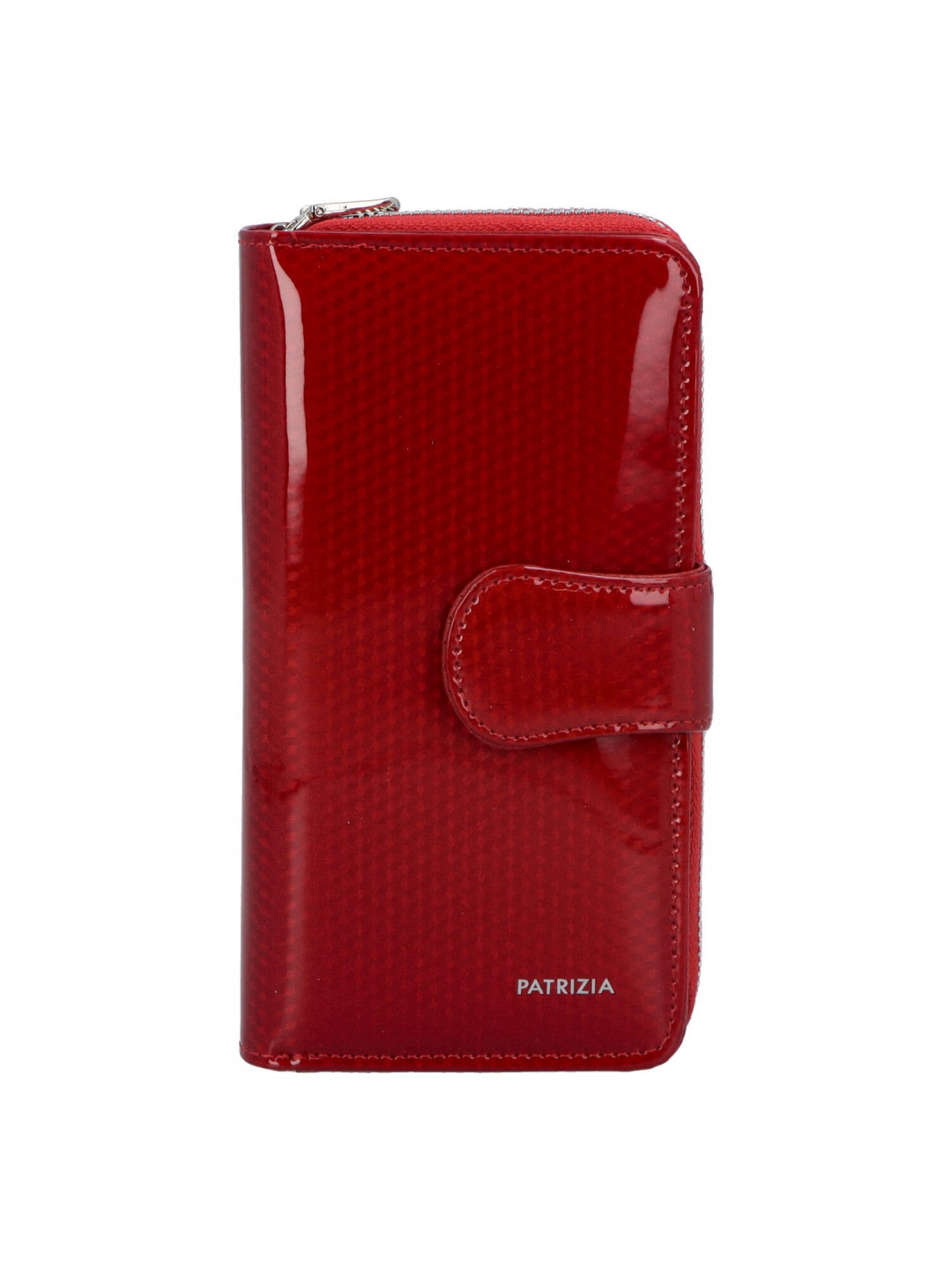 Dámská kožená lakovaná peněženka s bočním zipem Lozán červená lak