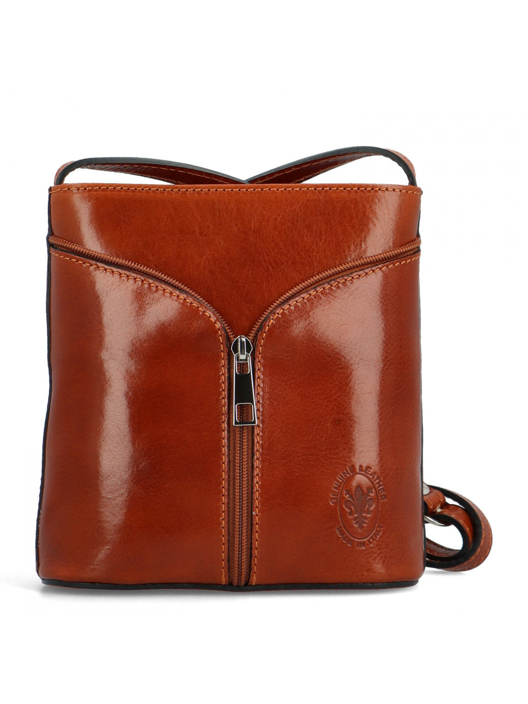 Dámská kožená crossbody kabelka koňaková – Delami Orsolya