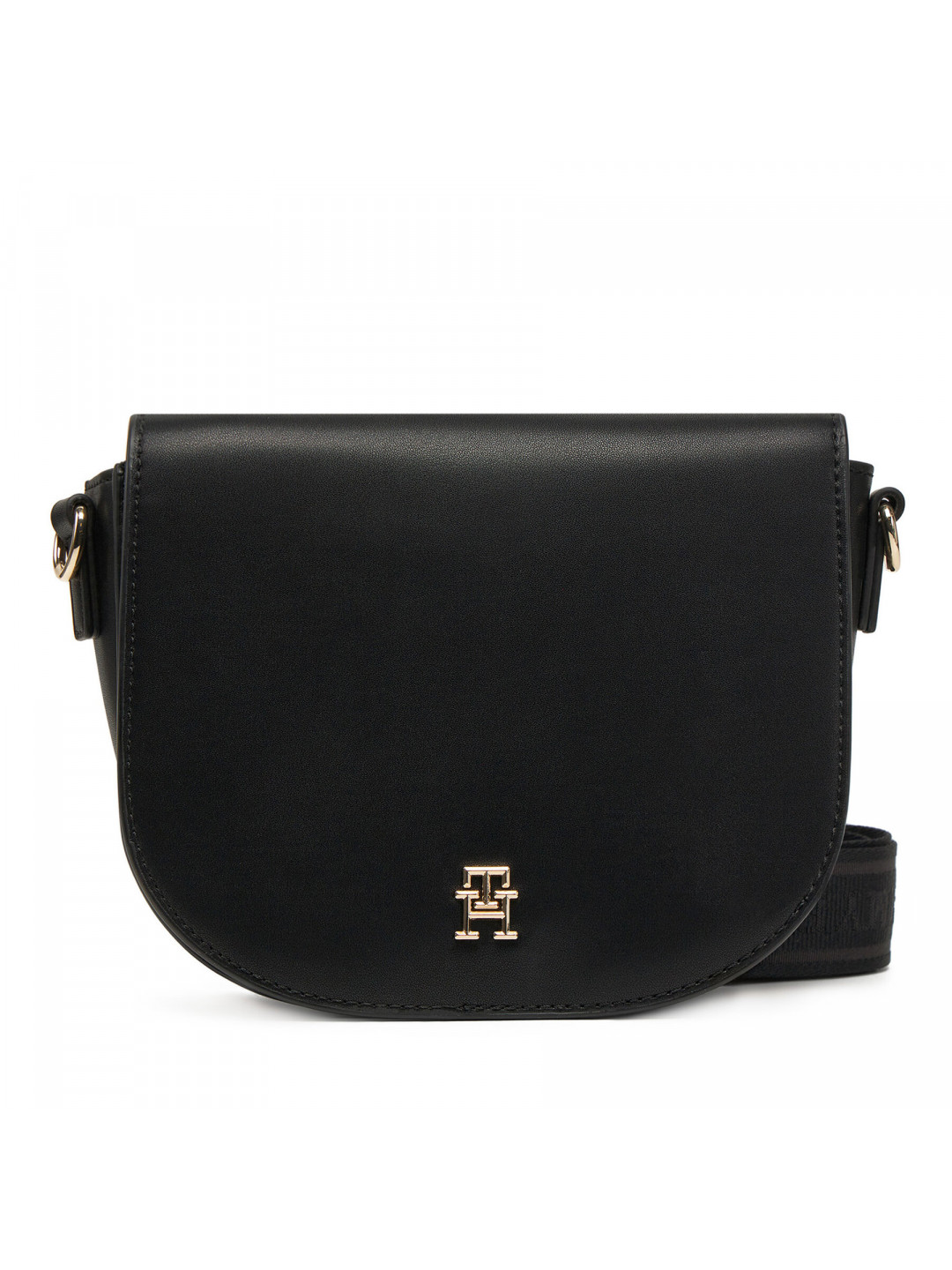 Kabelka Tommy Hilfiger Th Logotape Saddle Bag AW0AW17184 Černá