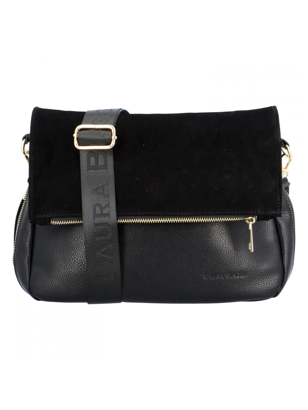 Dámská crossbody kabelka s klopou LB Aleta černá semišová