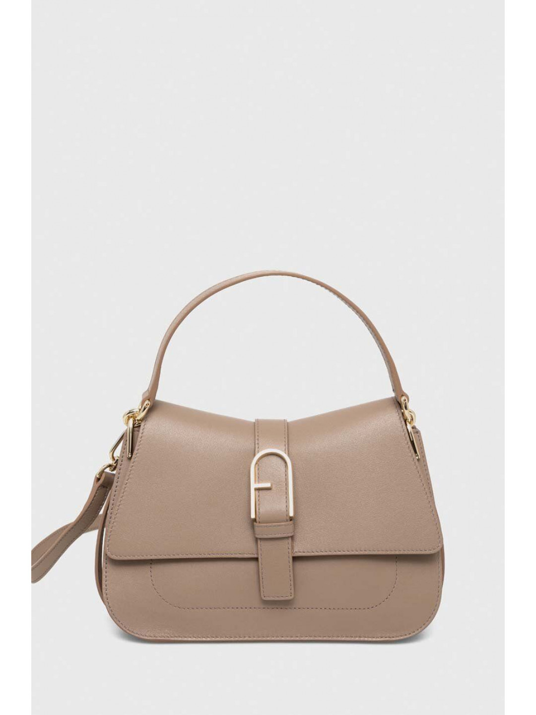 Kožená kabelka Furla Flow béžová barva