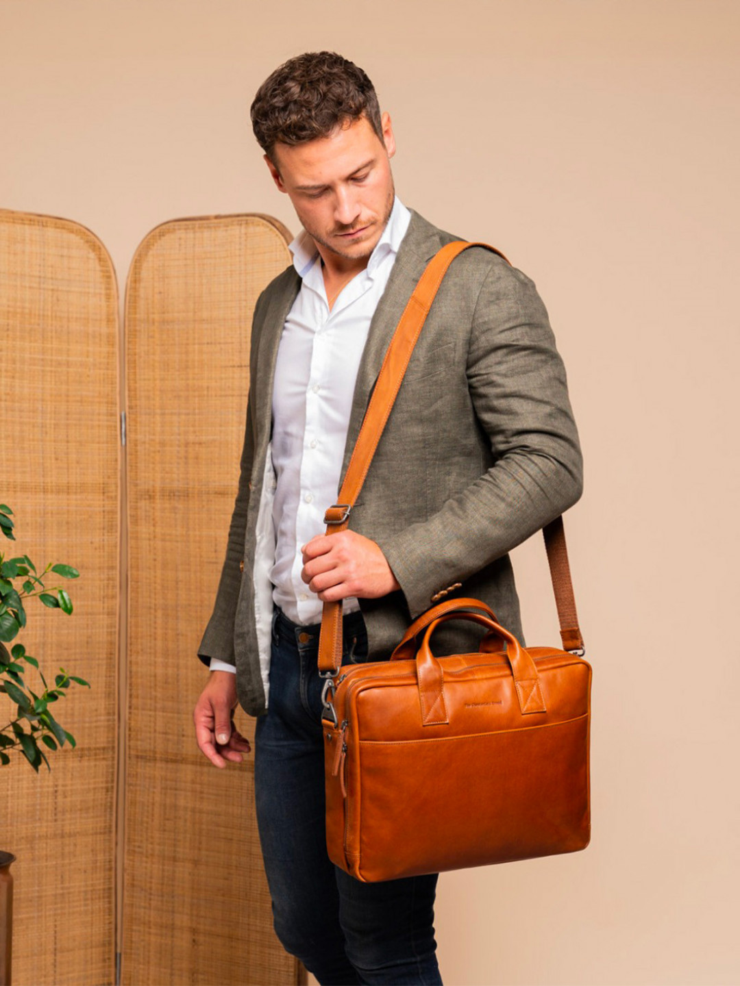 Pánská kožená taška na notebook The Chesterfield Brand Peter – koňak