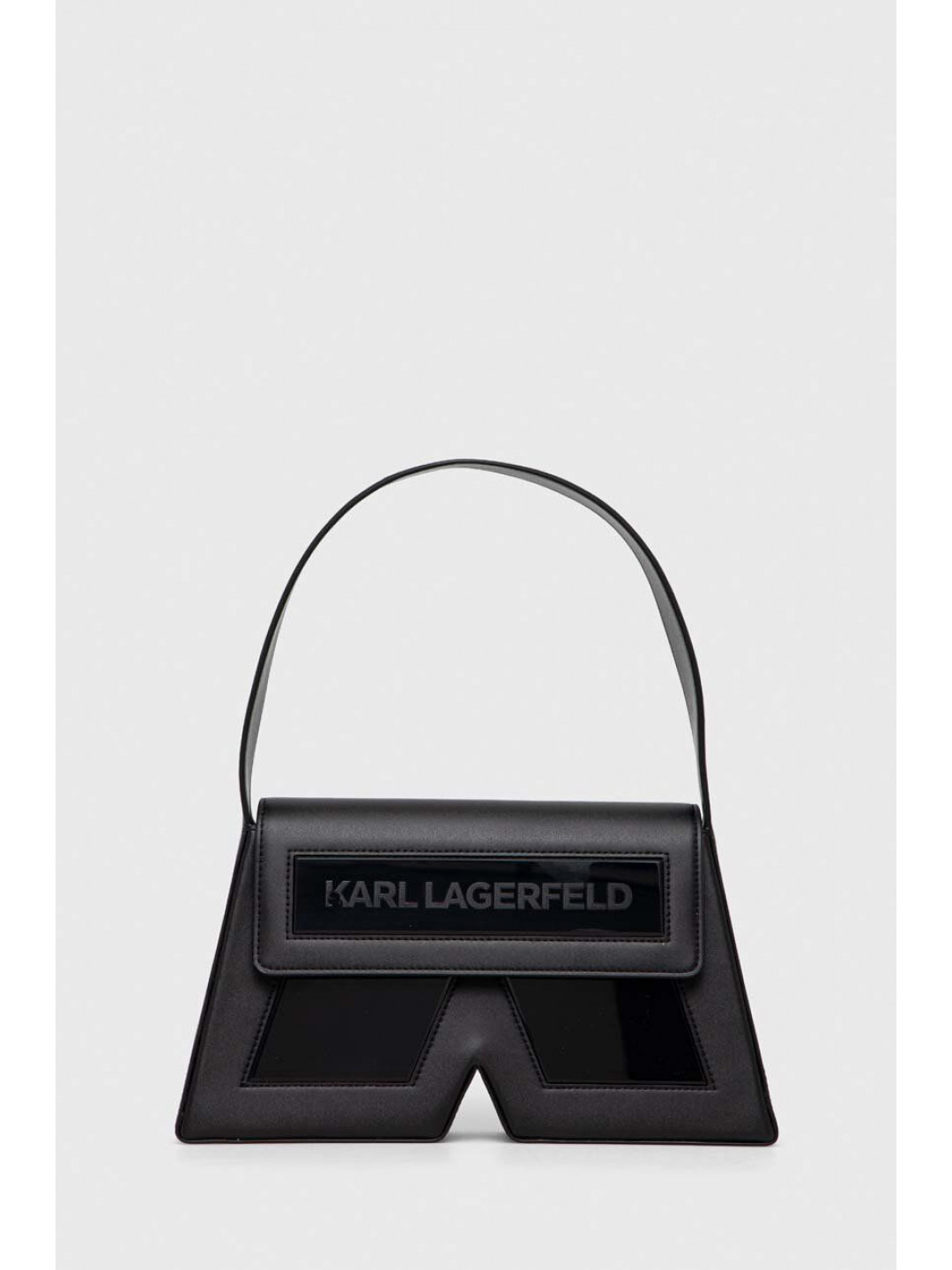 Kožená kabelka Karl Lagerfeld ICON K SHB LEATHER černá barva