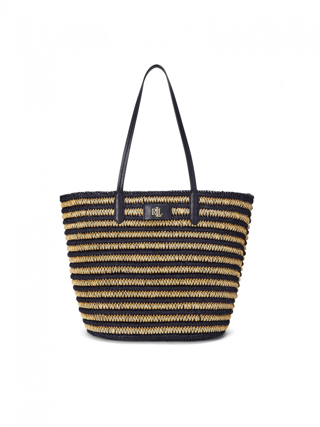 LAUREN RALPH LAUREN Kabelka Brie Striped Straw Large Tote Bag 431959019002 Tmavomodrá