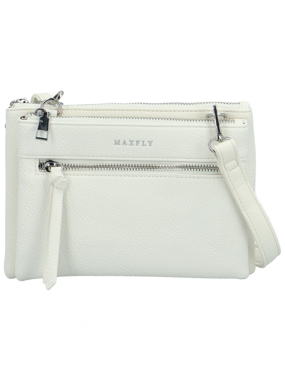 Trendy dámská koženková crossbody kabelka MaxFly Silverio bílá