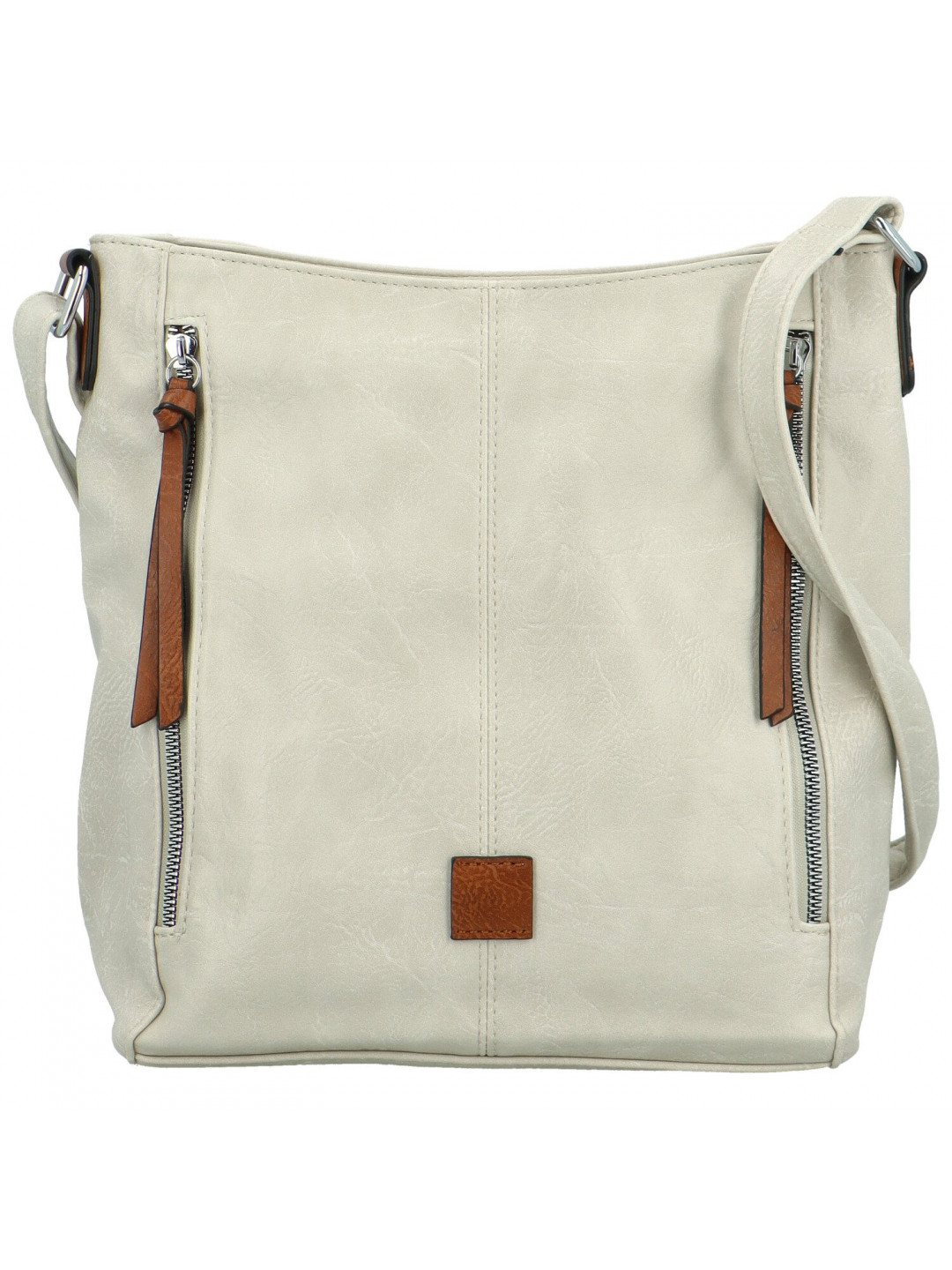 Stylová dámská koženková crossbody kabelka Samer krémová
