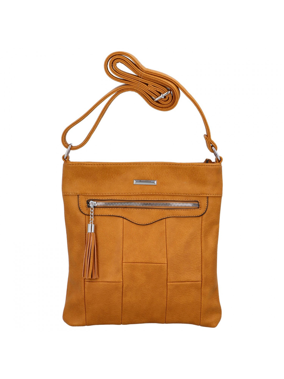Příjemná dámská koženková crossbody s výraznou ozdobou Alice žlutá