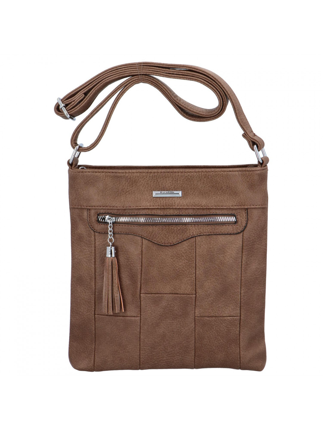 Příjemná dámská koženková crossbody s výraznou ozdobou Alice zemitá