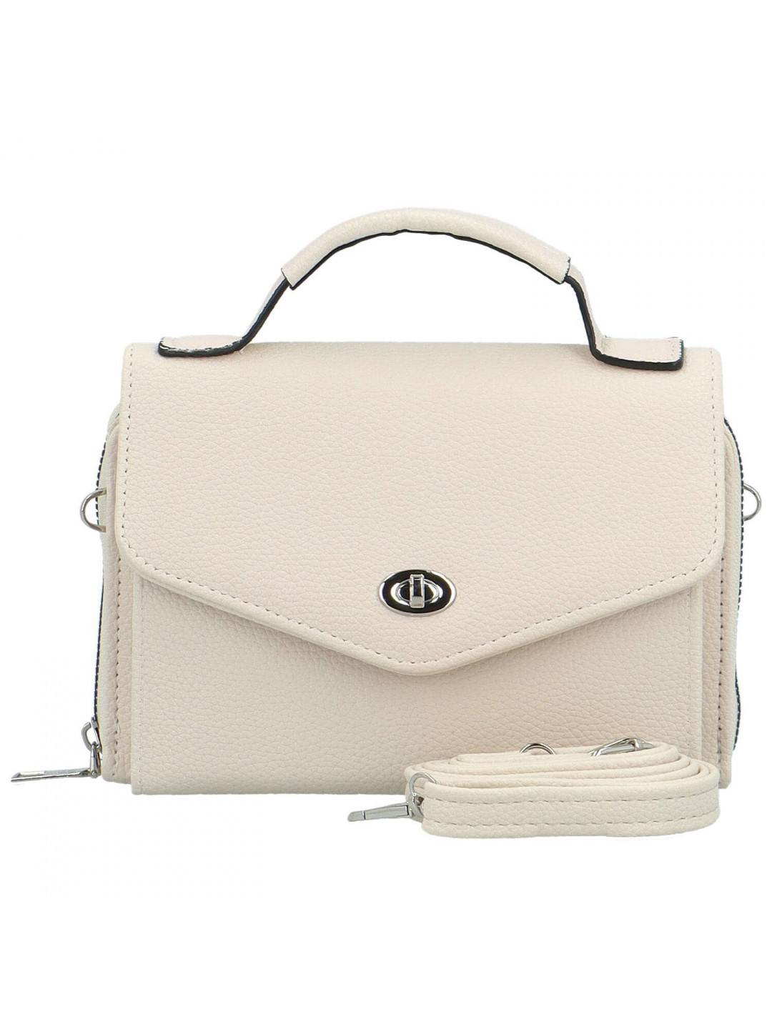 Stylová dámská koženková mini crossbody kabelka Milax krémová