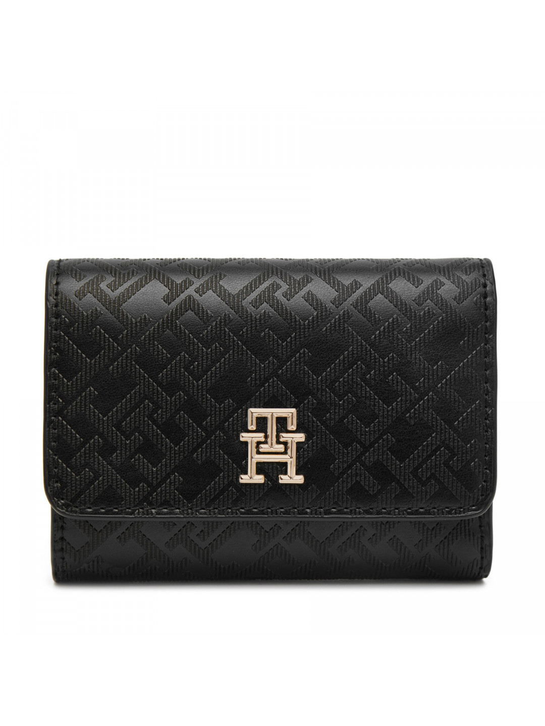 Velká dámská peněženka Tommy Hilfiger Th Distinct Trifold Wallet Mono AW0AW17257 Černá