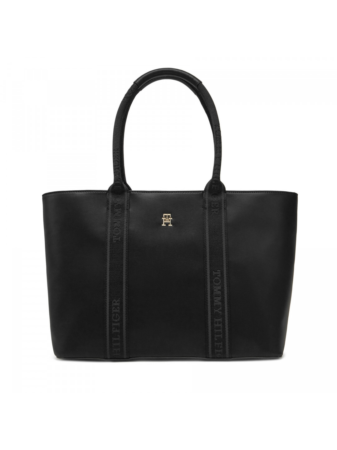 Kabelka Tommy Hilfiger Th Logotape Tote AW0AW17198 Černá
