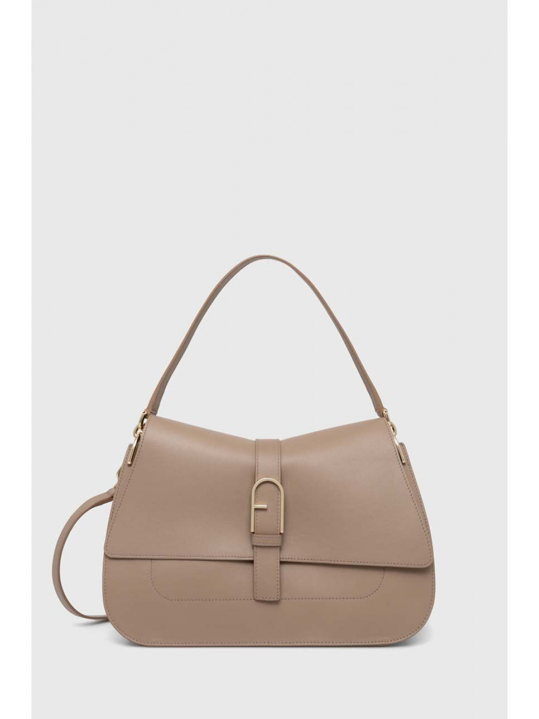 Kožená kabelka Furla béžová barva