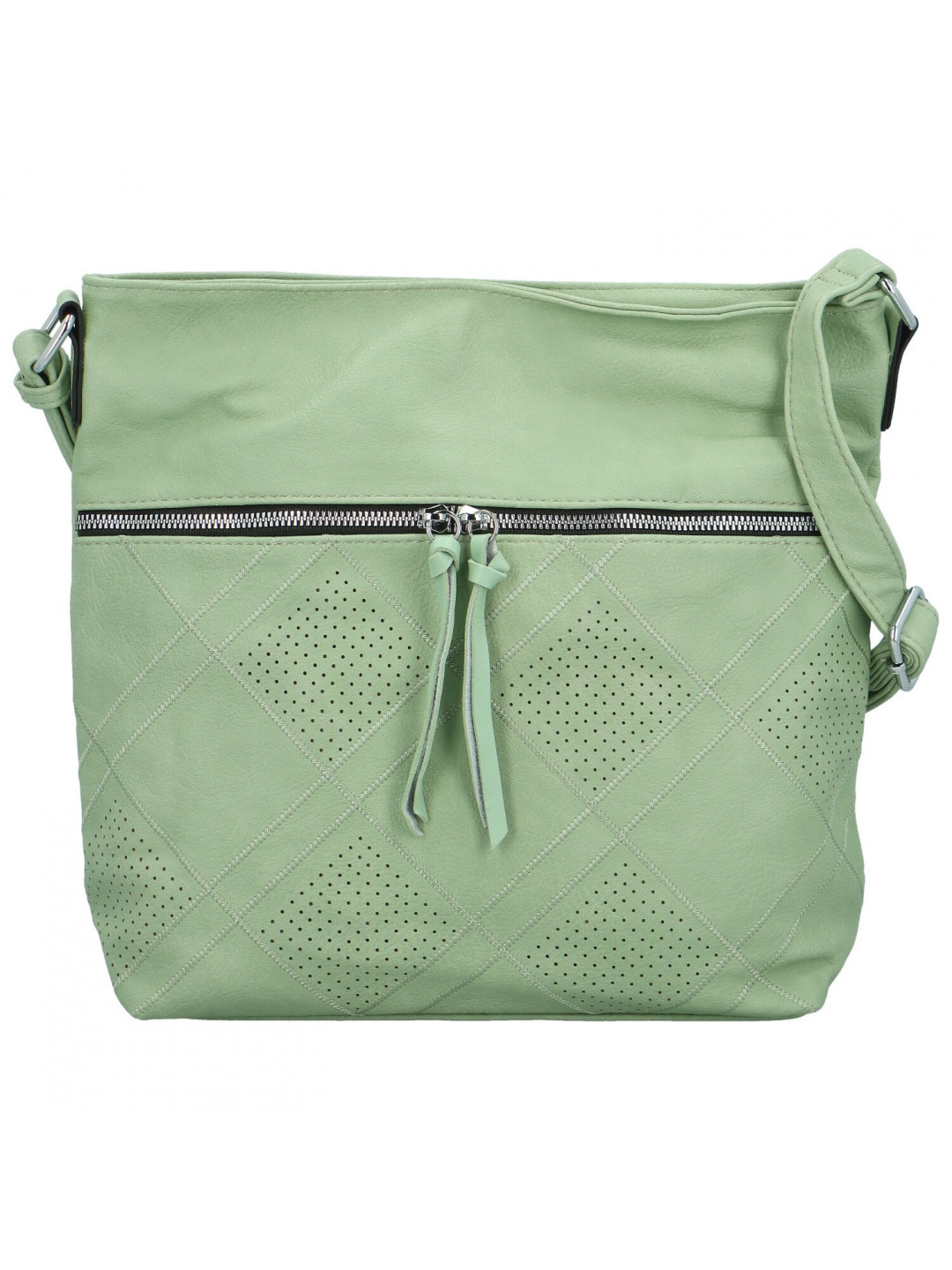 Trendy dámská koženková crossbody kabelka Felisia světle zelená