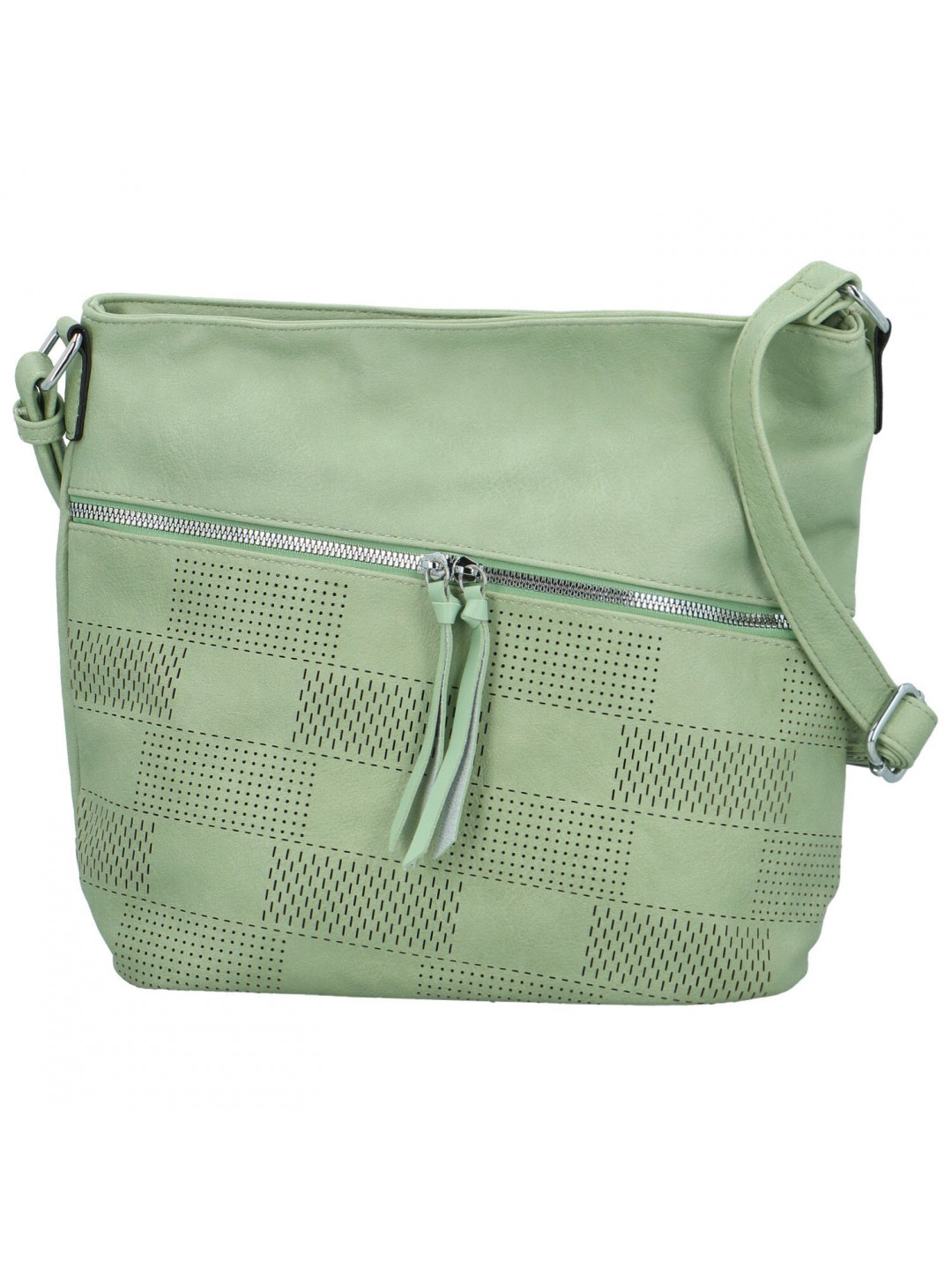 Trendy dámská koženková crossbody kabelka Rebecca světle zelená