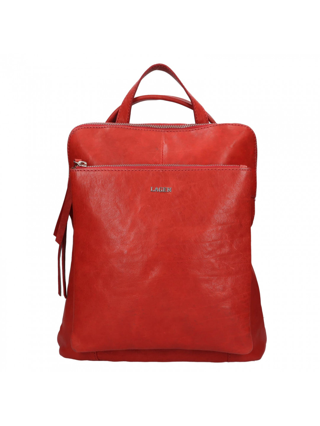 Dámská kožená batůžko-kabelka Lagen Jassika – červená