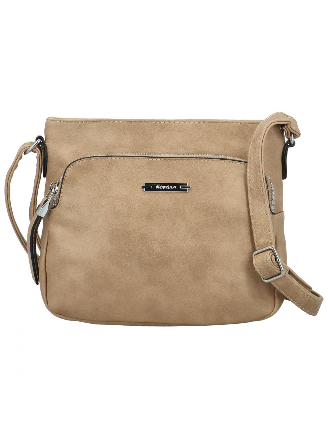 Trendová dámská koženková crossbody Edina tmavě béžová