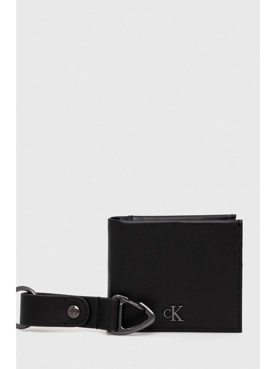 Kožená peněženka klíčenka Calvin Klein Jeans černá barva