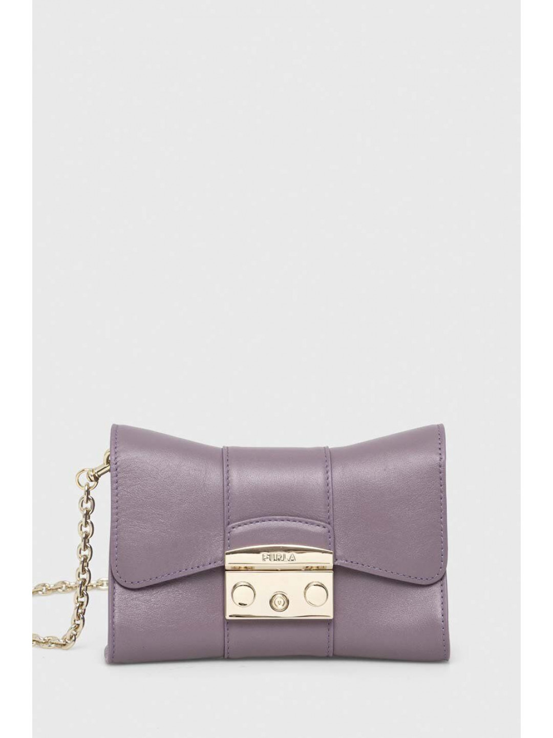 Kožená kabelka Furla Metropolis mini fialová barva