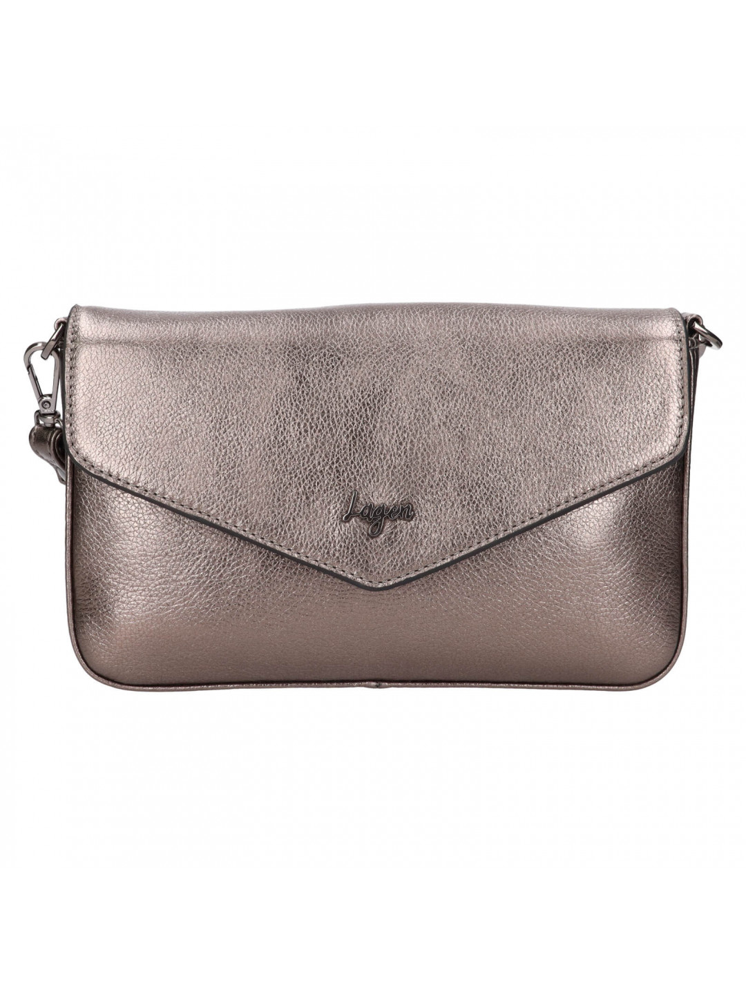 Dámská kožená crossbody kabelka Lagen Rikke – stříbrná