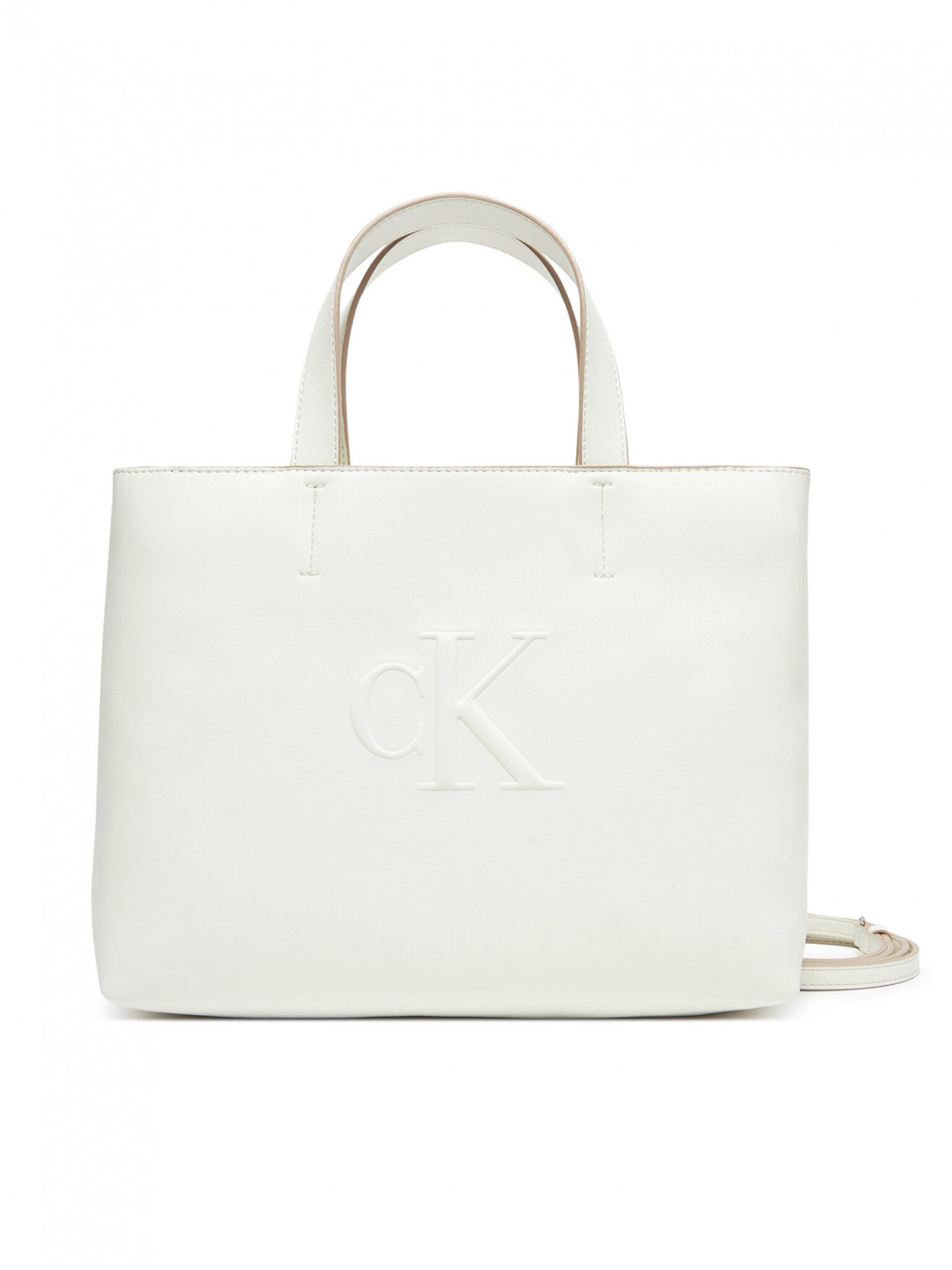 Calvin Klein Jeans Kabelka Sculpted Mini Ew Tote LV04K3111G Bílá