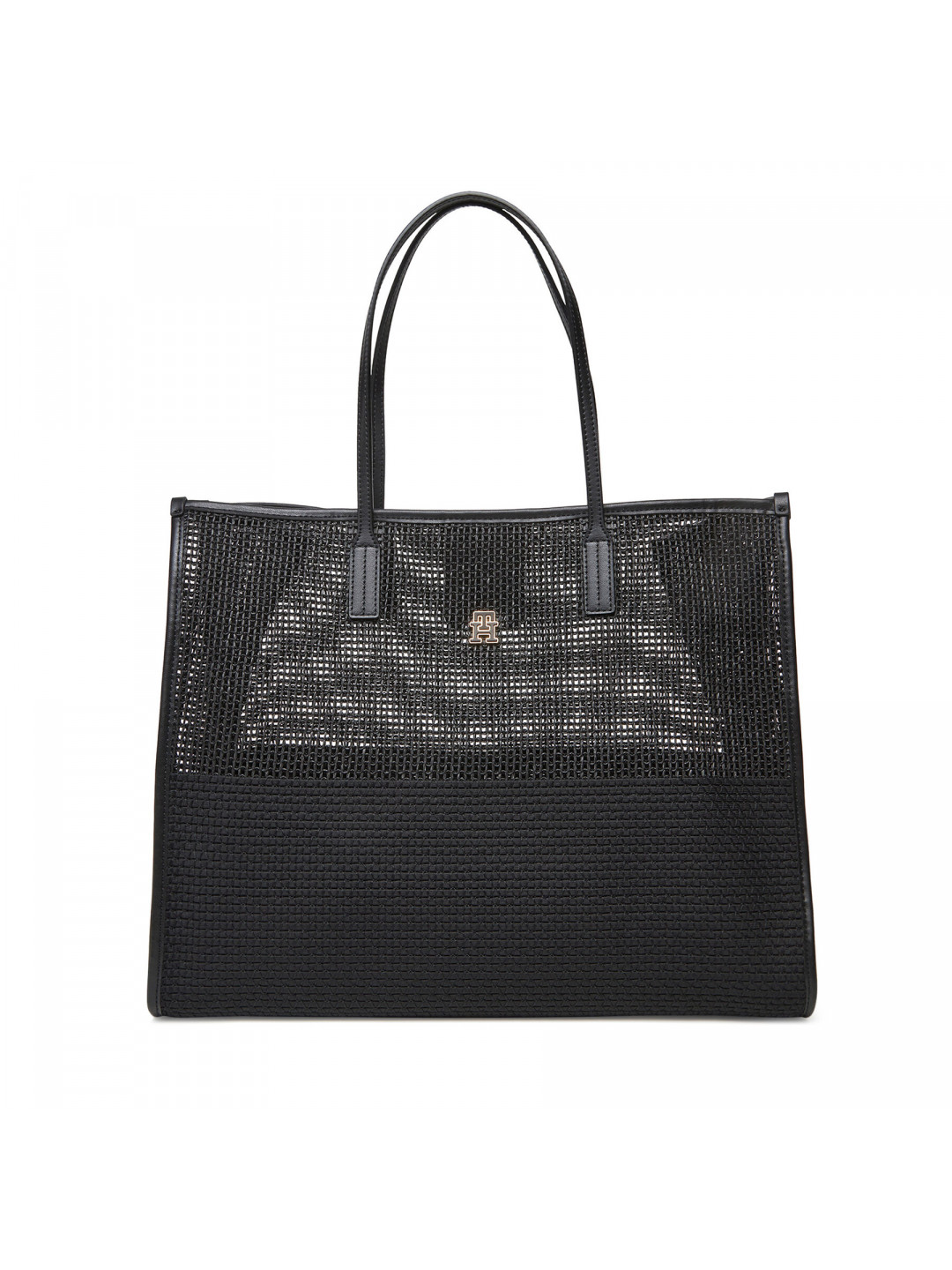 Kabelka Tommy Hilfiger Th City Summer Tote Woven AW0AW17640 Černá
