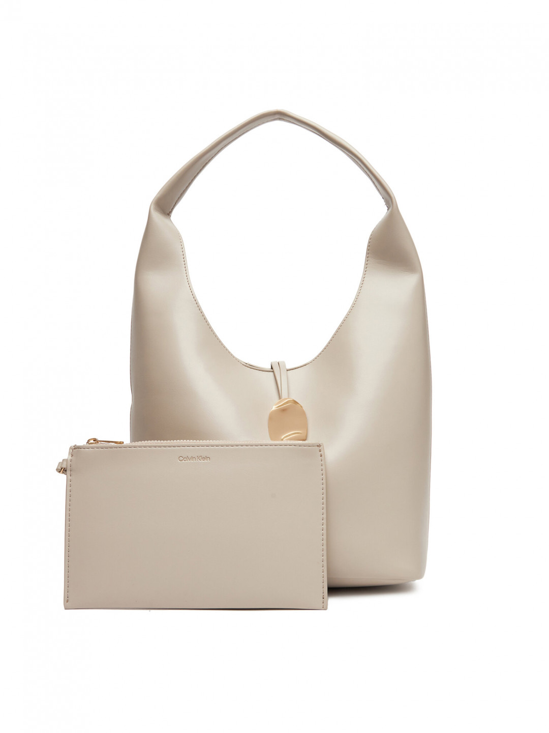 Calvin Klein Jeans Kabelka Stone Lock Slouchy Small Shoulde LV04K3176G Écru