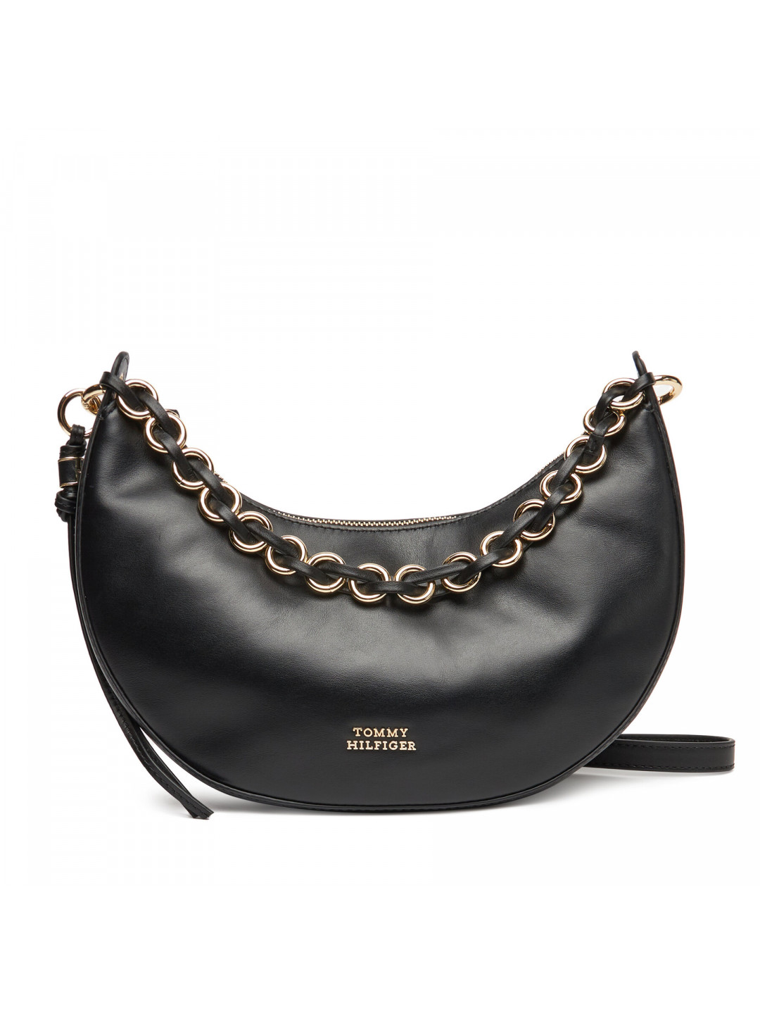 Kabelka Tommy Hilfiger Moon Leather Crossover AW0AW17467 Černá
