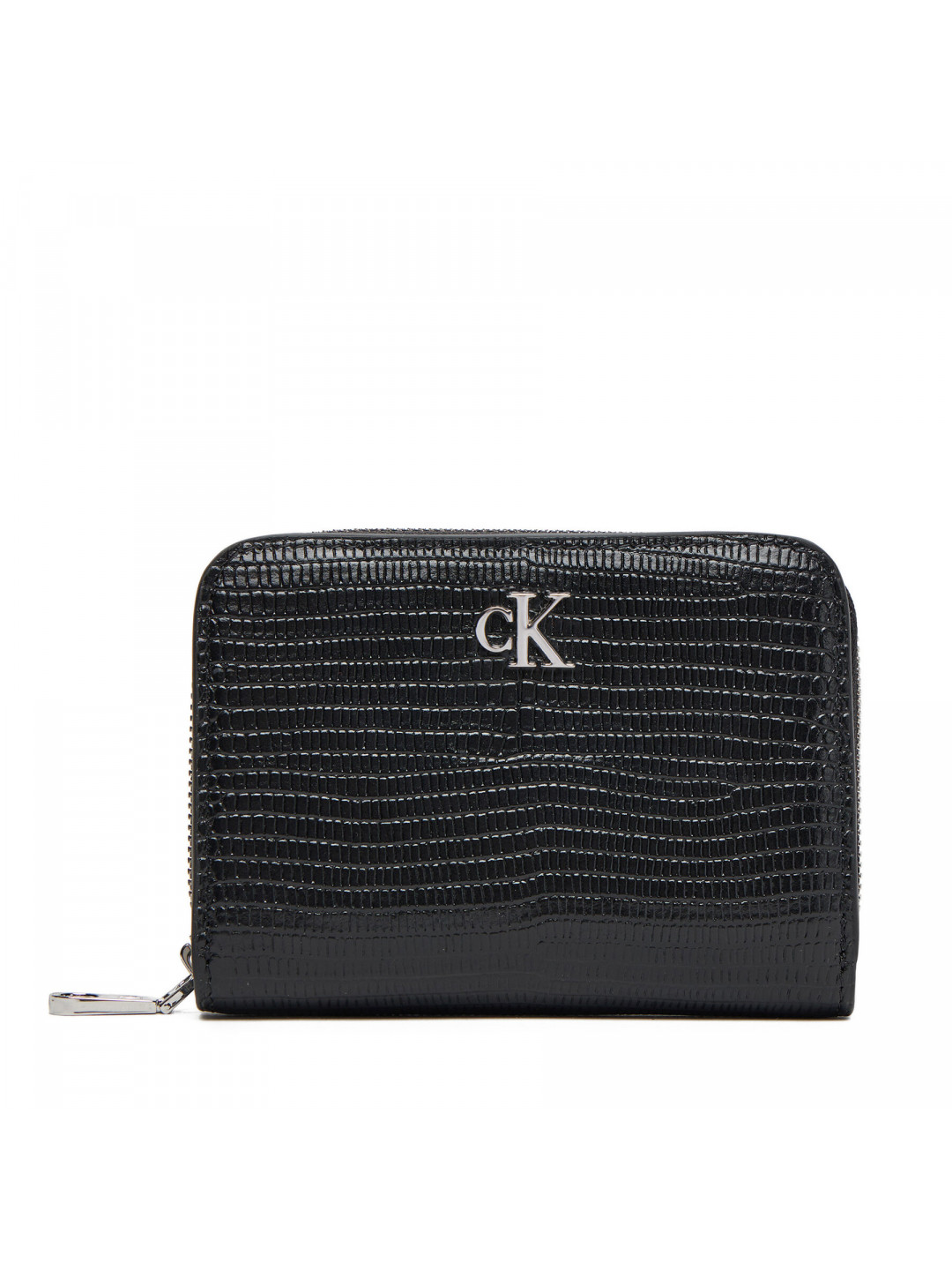 Malá dámská peněženka Calvin Klein Lizard Embossed Lthr Med Flap Zi LV04F1067G Černá