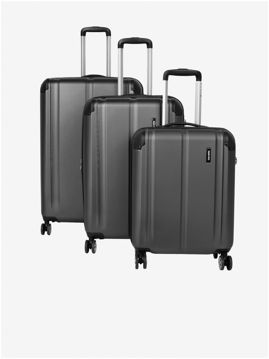 Sada cestovních kufrů Travelite City 4w S M L Anthracite sada 3 kufrů