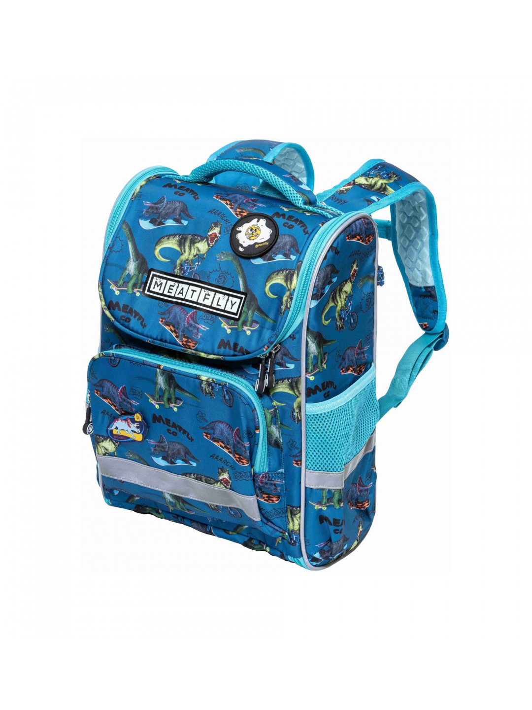 Meatfly školní aktovka Alex Dino Petrol Modrá Objem 20 L