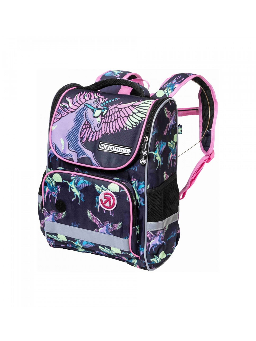 Meatfly školní aktovka Alex Black Unicorn Černá Objem 20 L