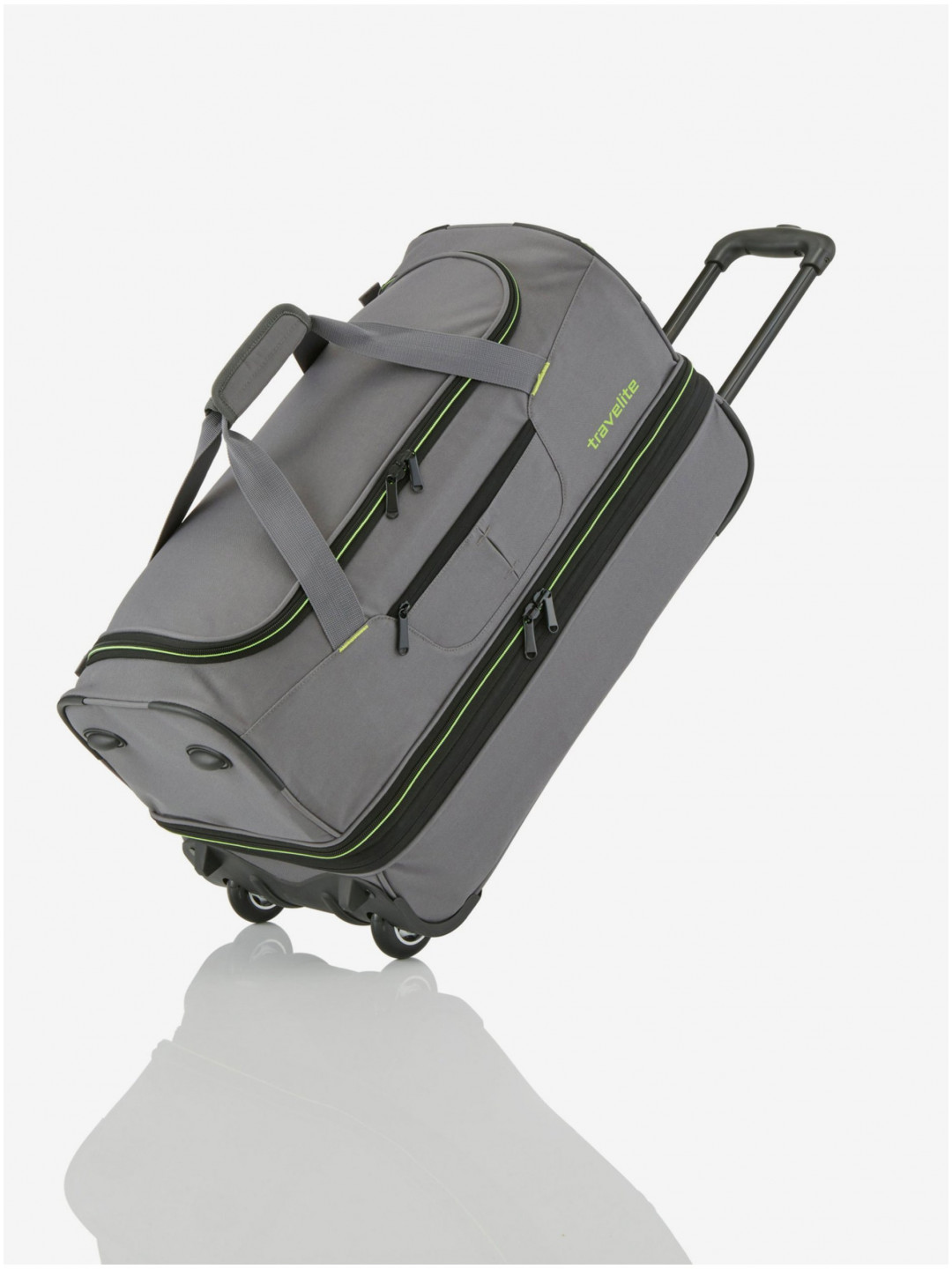 Cestovní taška Travelite Basics Wheeled duffle S – šedo-zelená