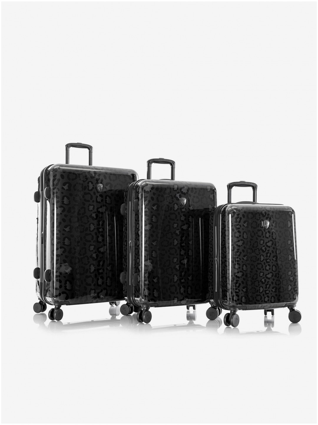 Sada tří vzorovaných cestovních kufrů v černé barvě Heys Black Leopard S M L
