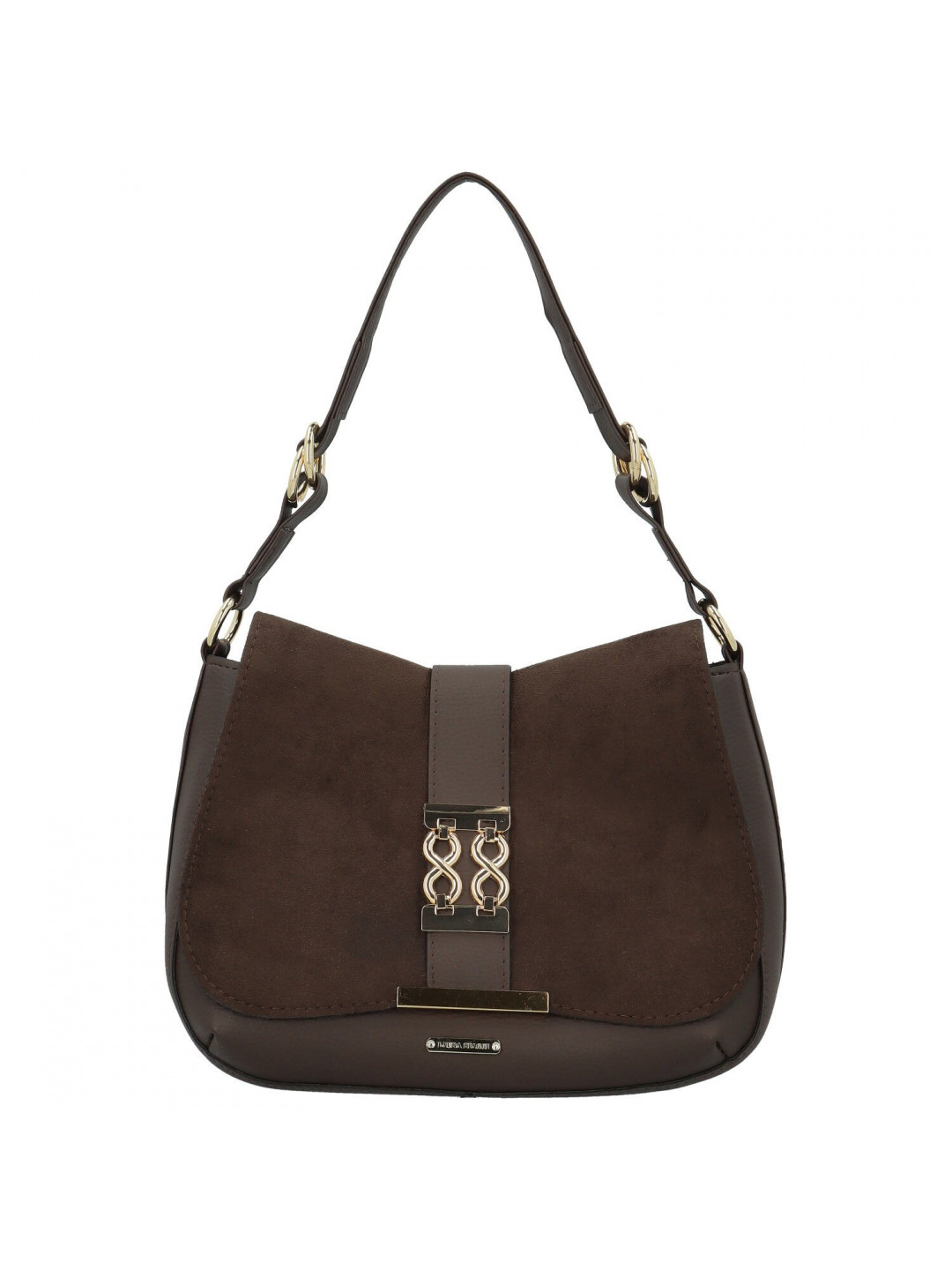 Luxusní dámská koženková kabelka na rameno LB Lavinia tmavě hnědá