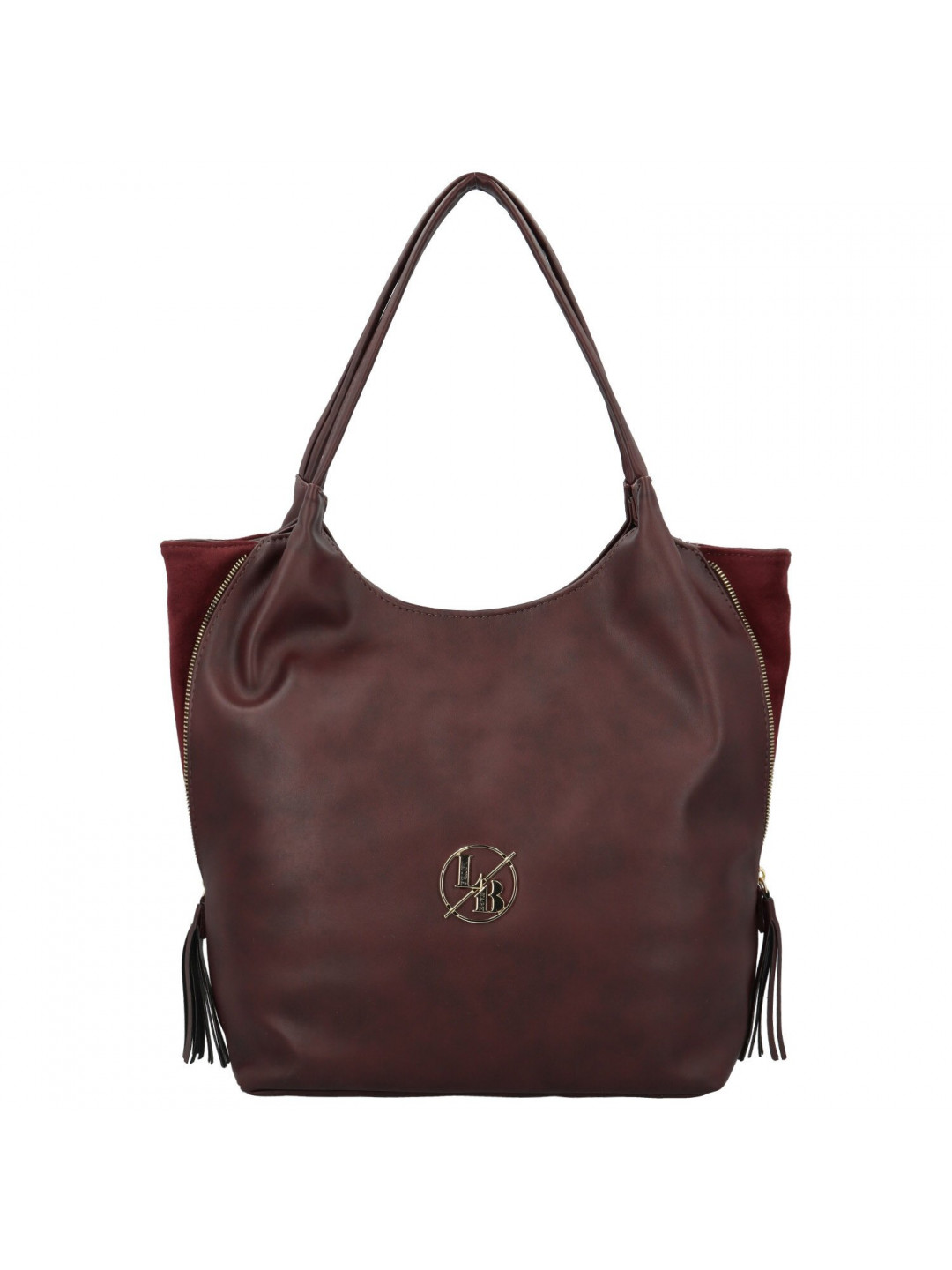 Trendy dámská koženková kabelka na rameno LB Marnie vínová
