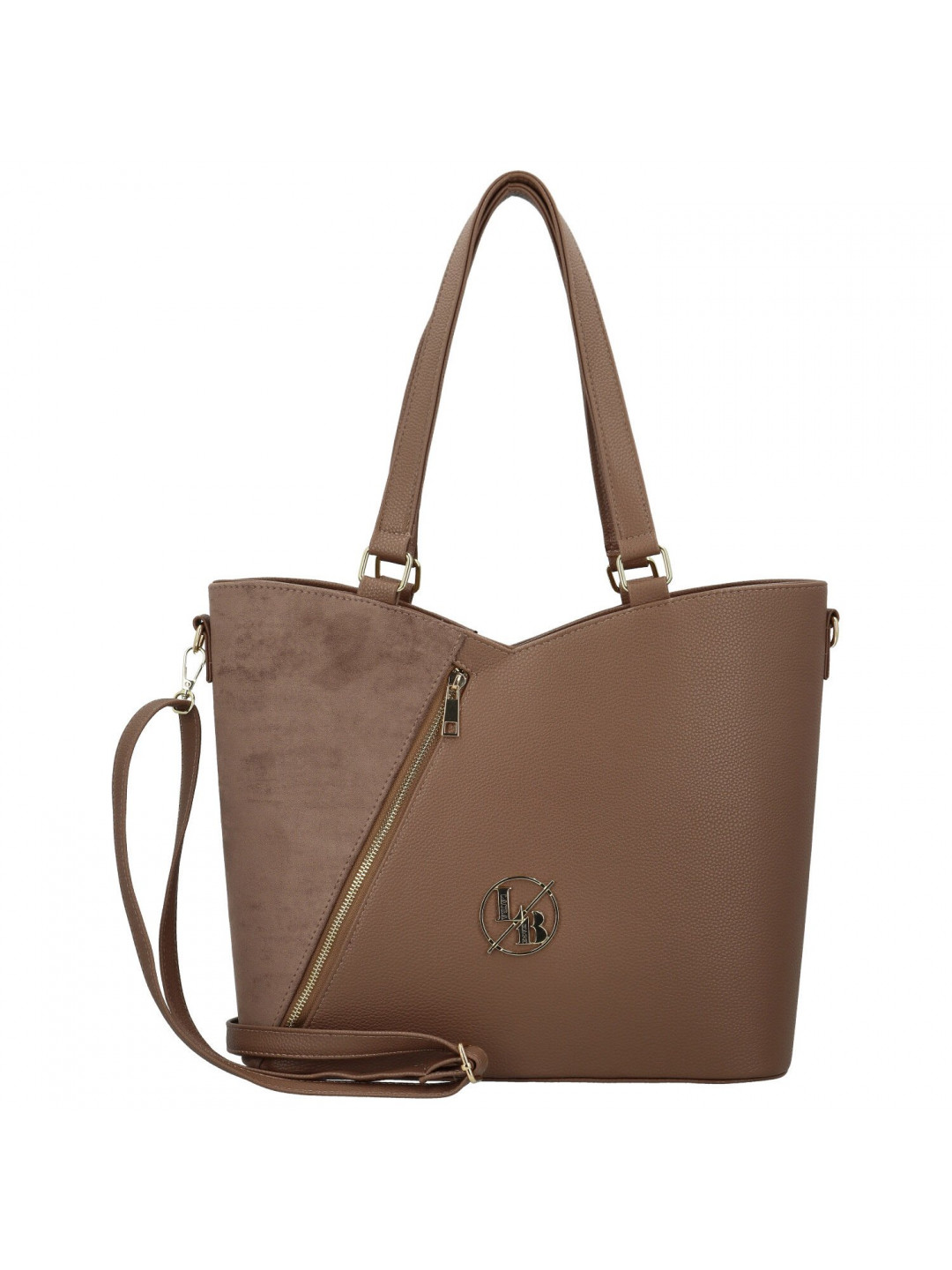 Trendy dámská koženková kabelka LB Fiija taupe