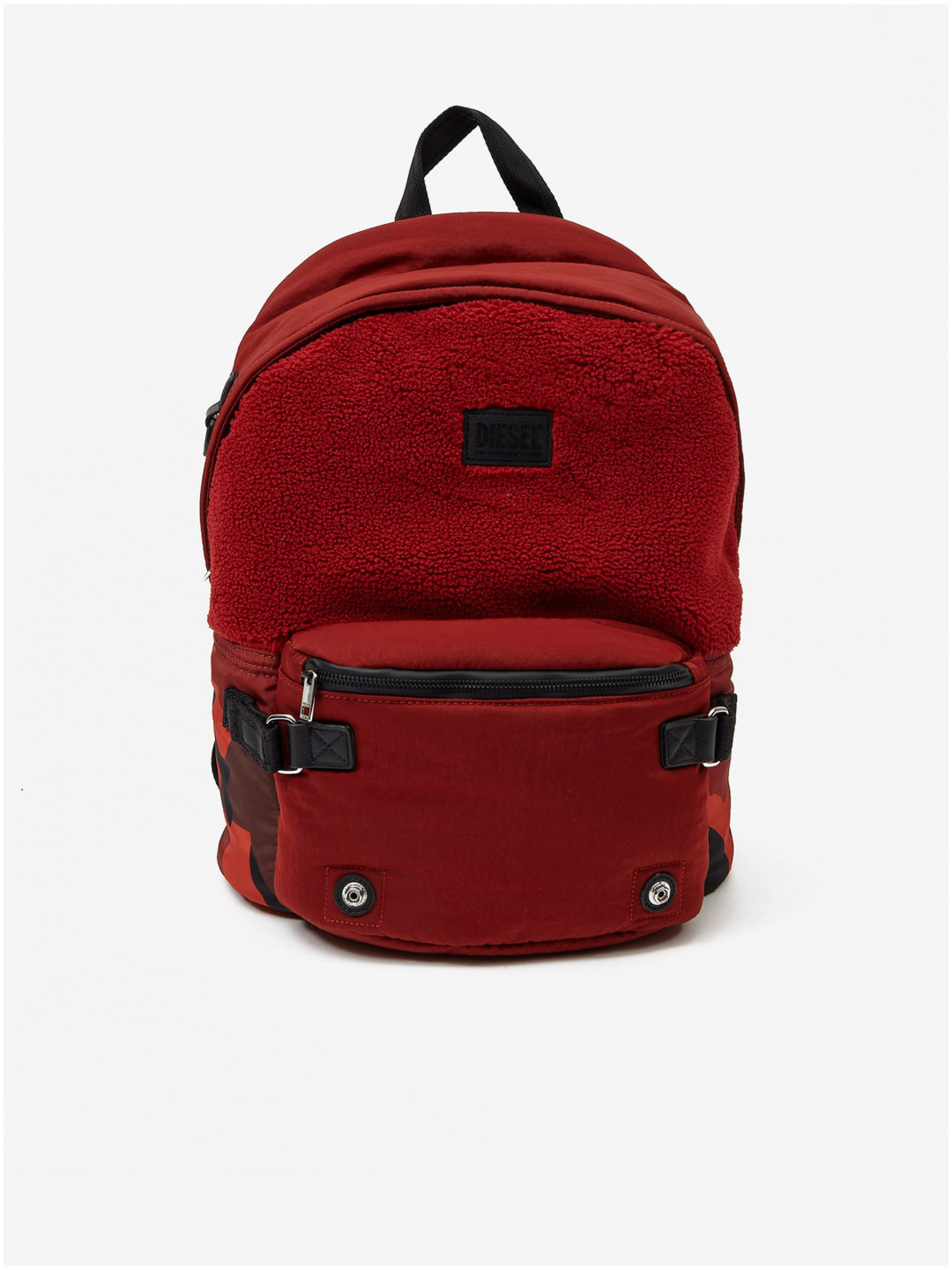 Červený batoh s umělým kožíškem Diesel