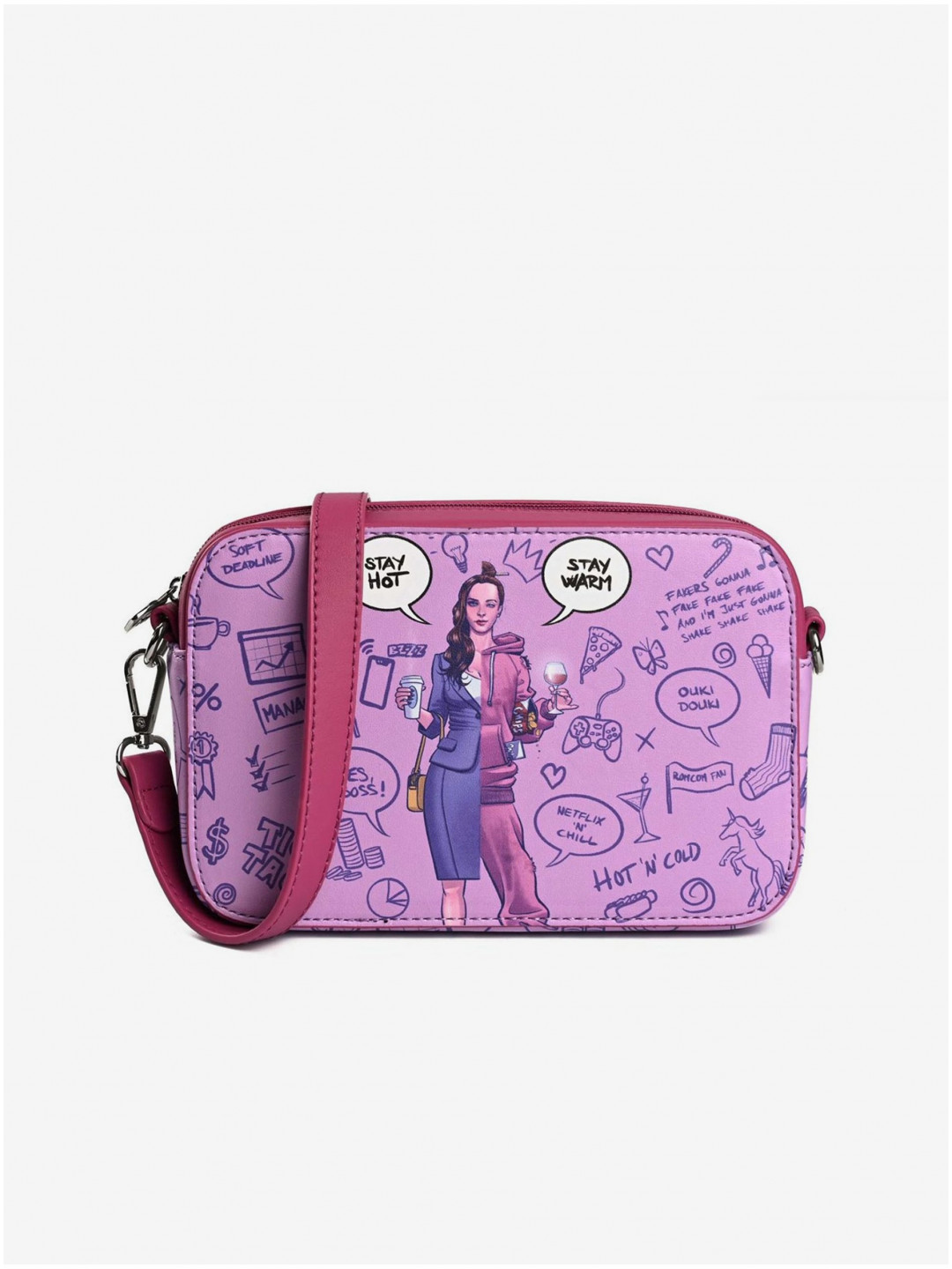 Růžová dámská crossbody kabelka Vuch Devided handbag