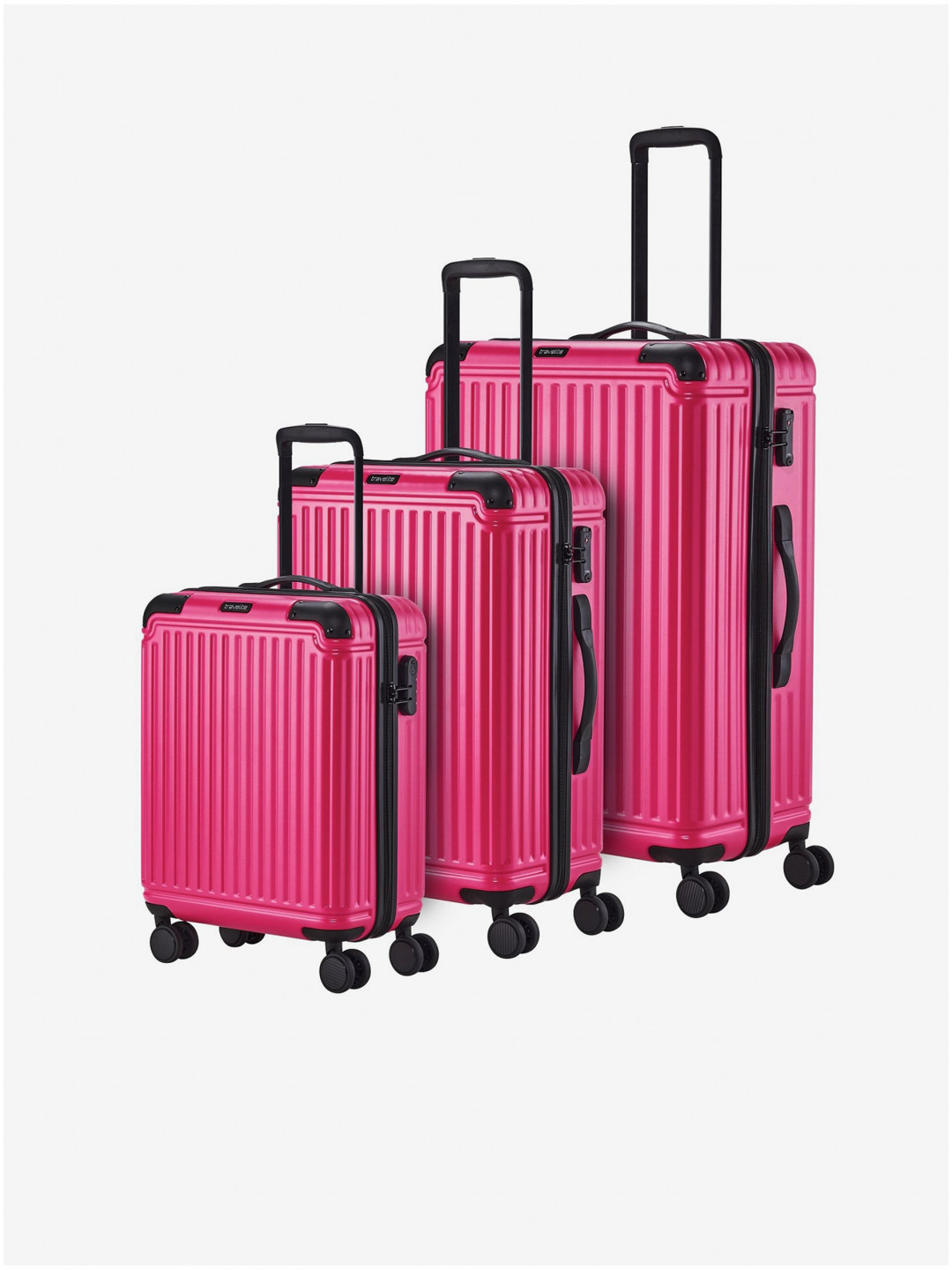 Sada tří cestovních kufrů v růžové barvě Travelite Cruise 4w S M L