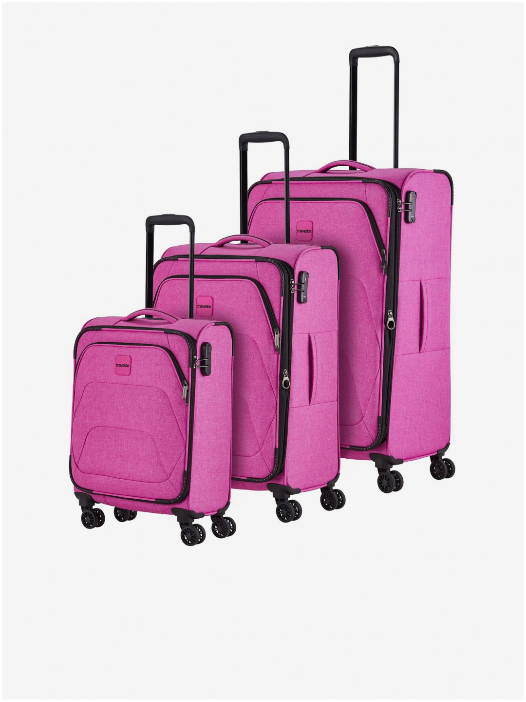 Sada tří cestovních kufrů v růžové barvě Travelite Adria S M L
