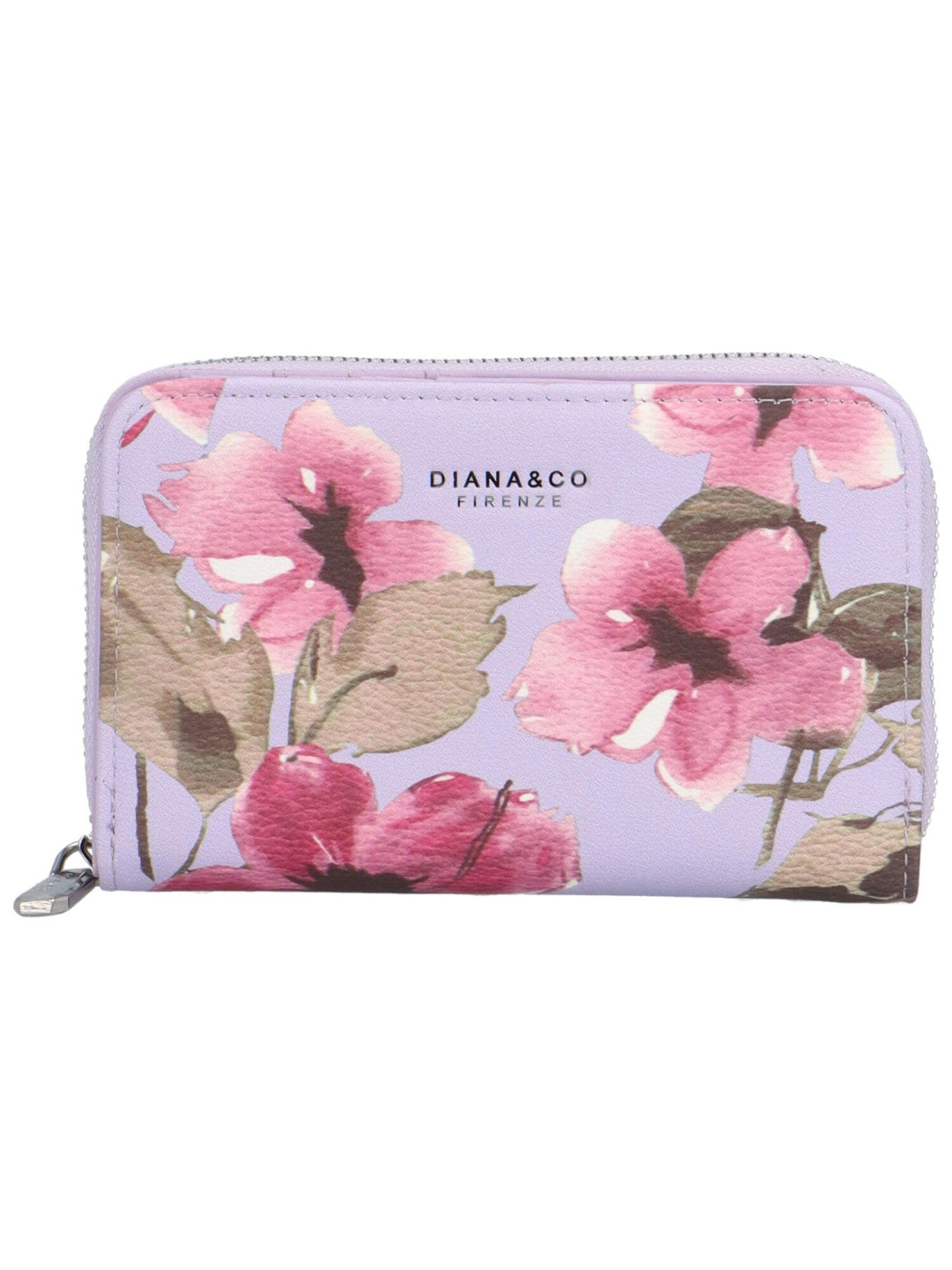 Krásná dámská koženková peněženka Flowers fialová