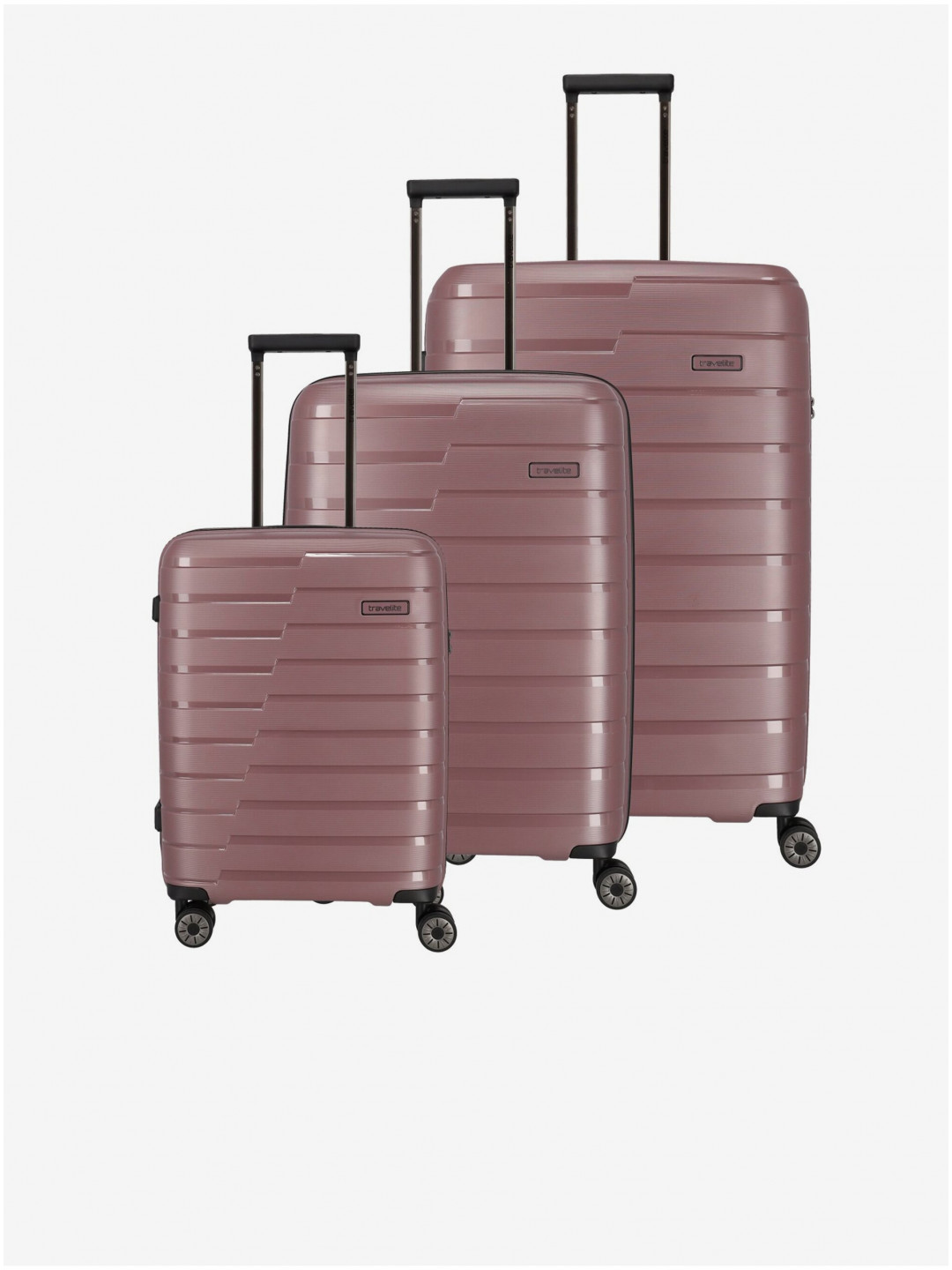Sada tří cestovních kufrů v růžové barvě Travelite Air Base S M L