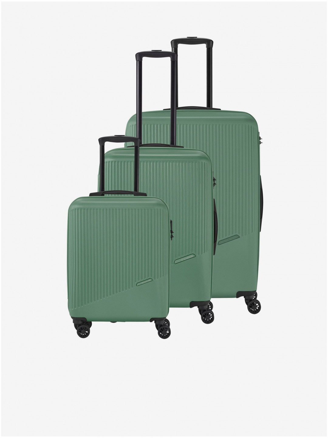 Sada tří cestovních kufrů v zelené barvě Travelite Bali S M L Green