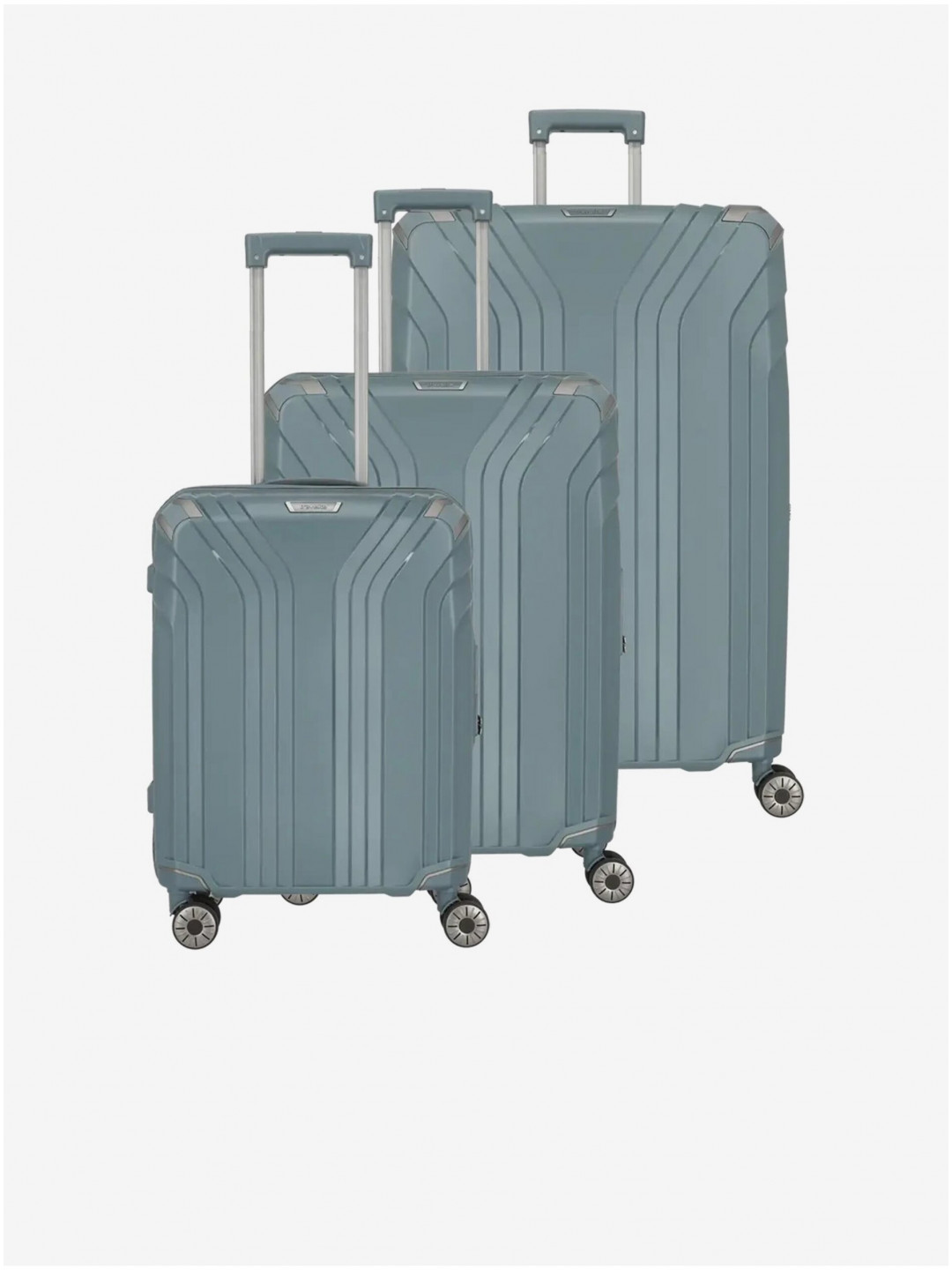 Sada tří cestovních kufrů v šedomodré barvě Travelite Elvaa 4w S M L