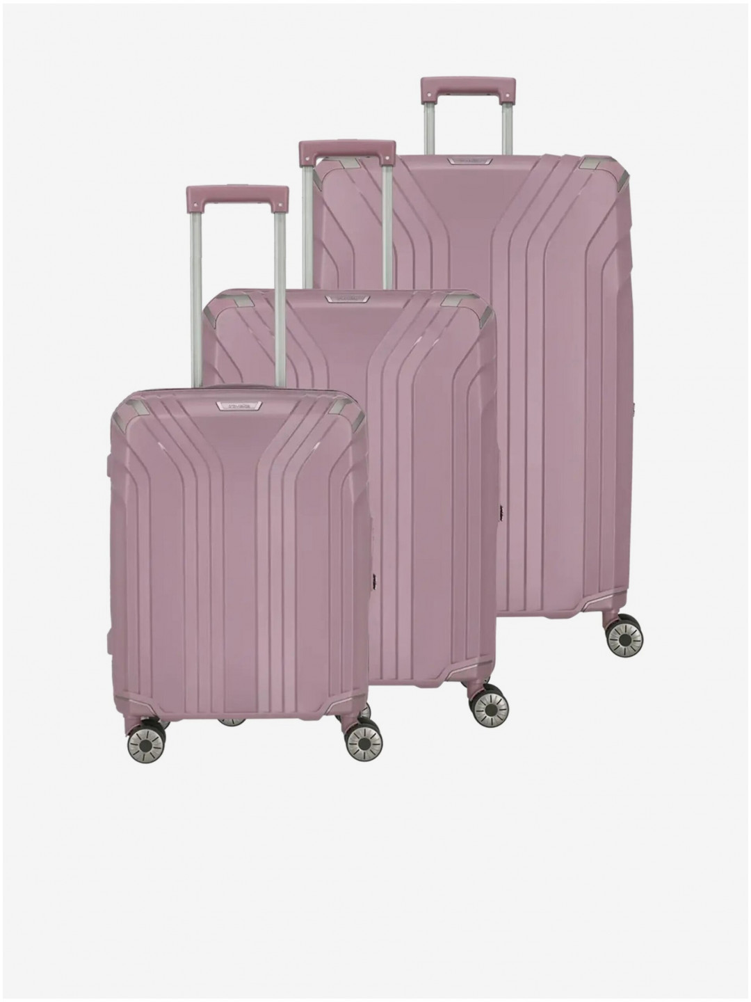 Sada tří dámských cestovních kufrů v růžové barvě Travelite Elvaa 4w S M L Rosé