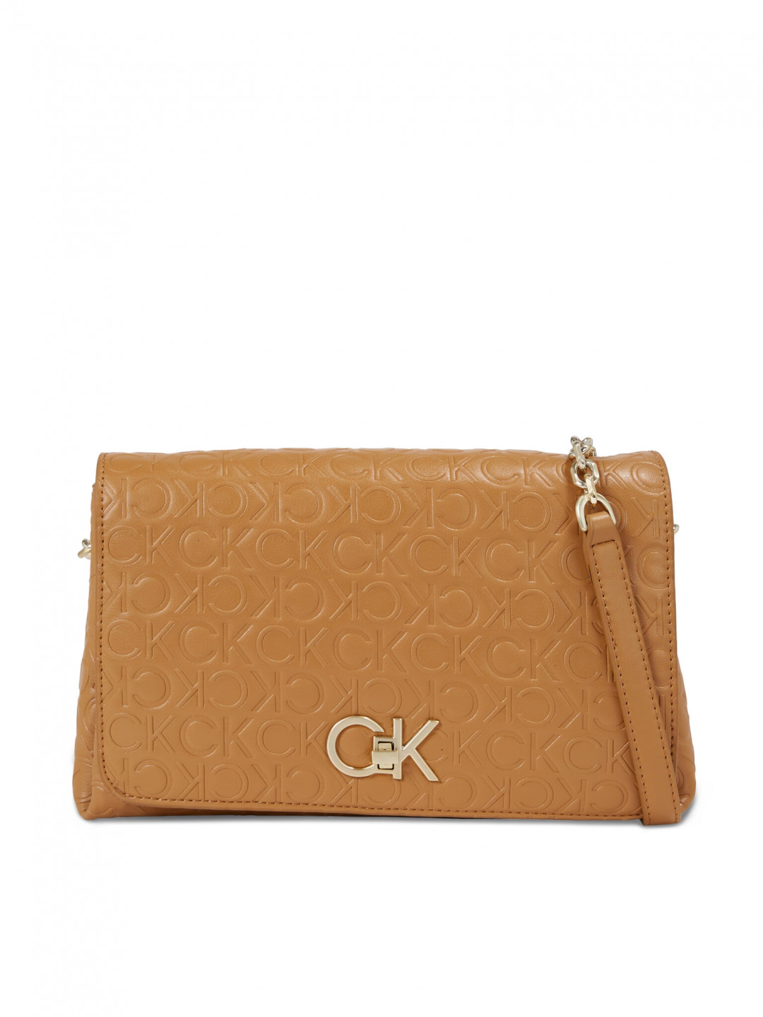 Calvin Klein Kabelka Re-Lock Shoulder Bag Md – Emb K60K611061 Hnědá